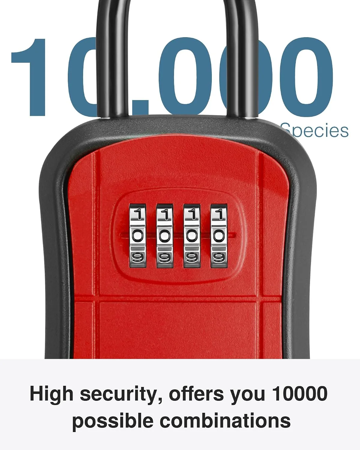 Puroma Key Lock Box Outdoor 4 Digit Code Combination Lockbox House, 1 Red