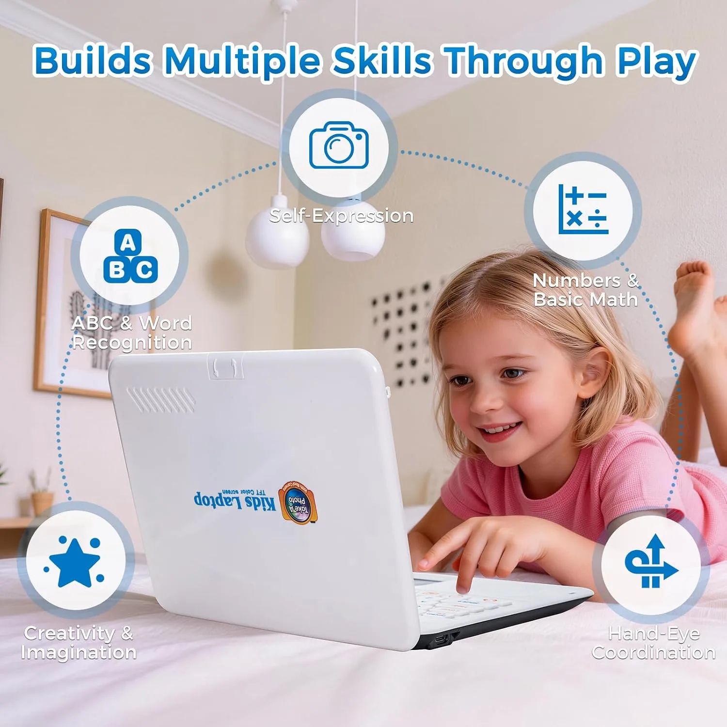 Kids Laptop with Camera, Educational Color Screen Laptop with 64 Learning Modes, Computer for Kids Ages 5+