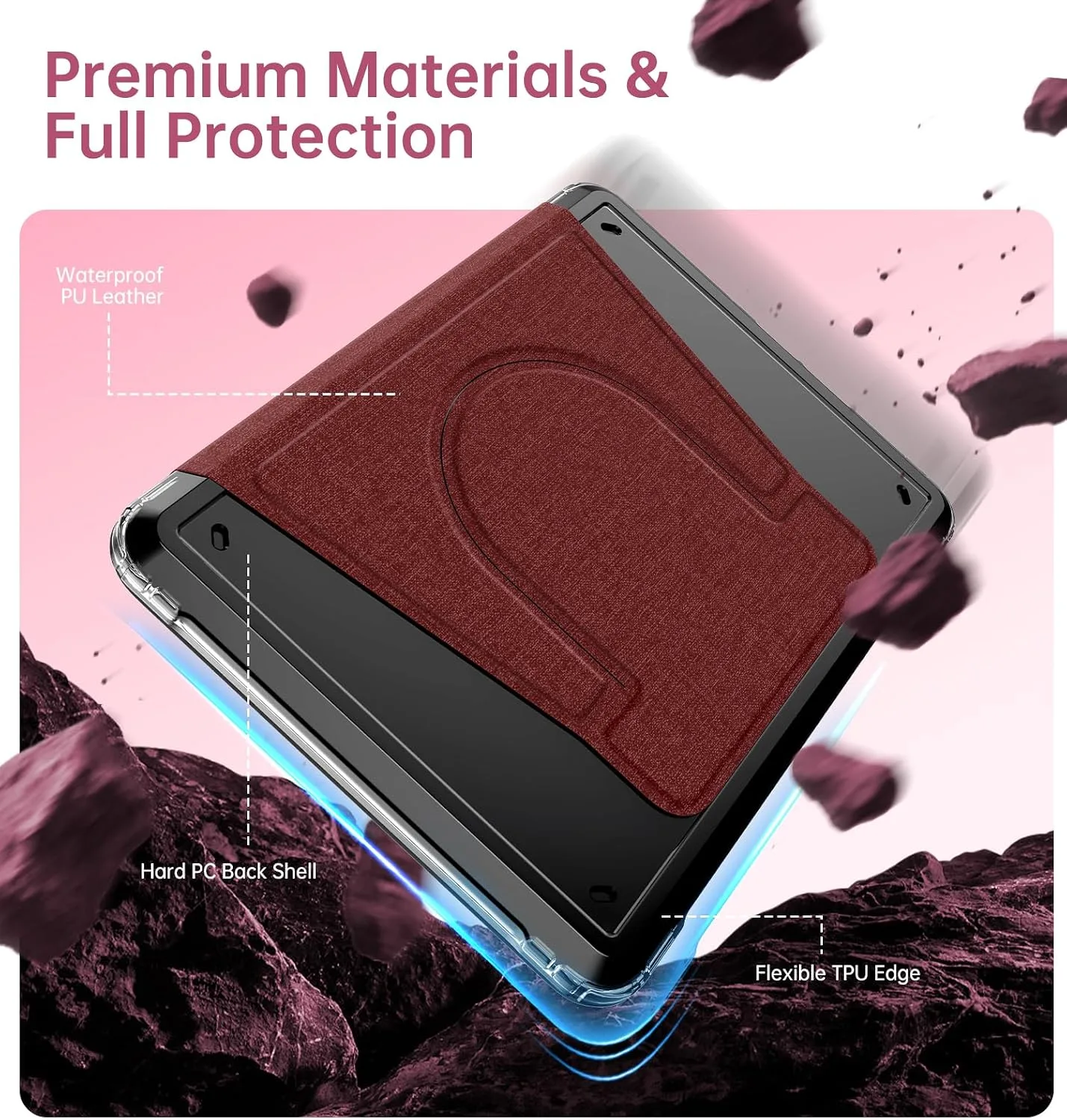 MoKo 360°Rotating Detachable Case for 7" eBook Reader, Wine Denim
