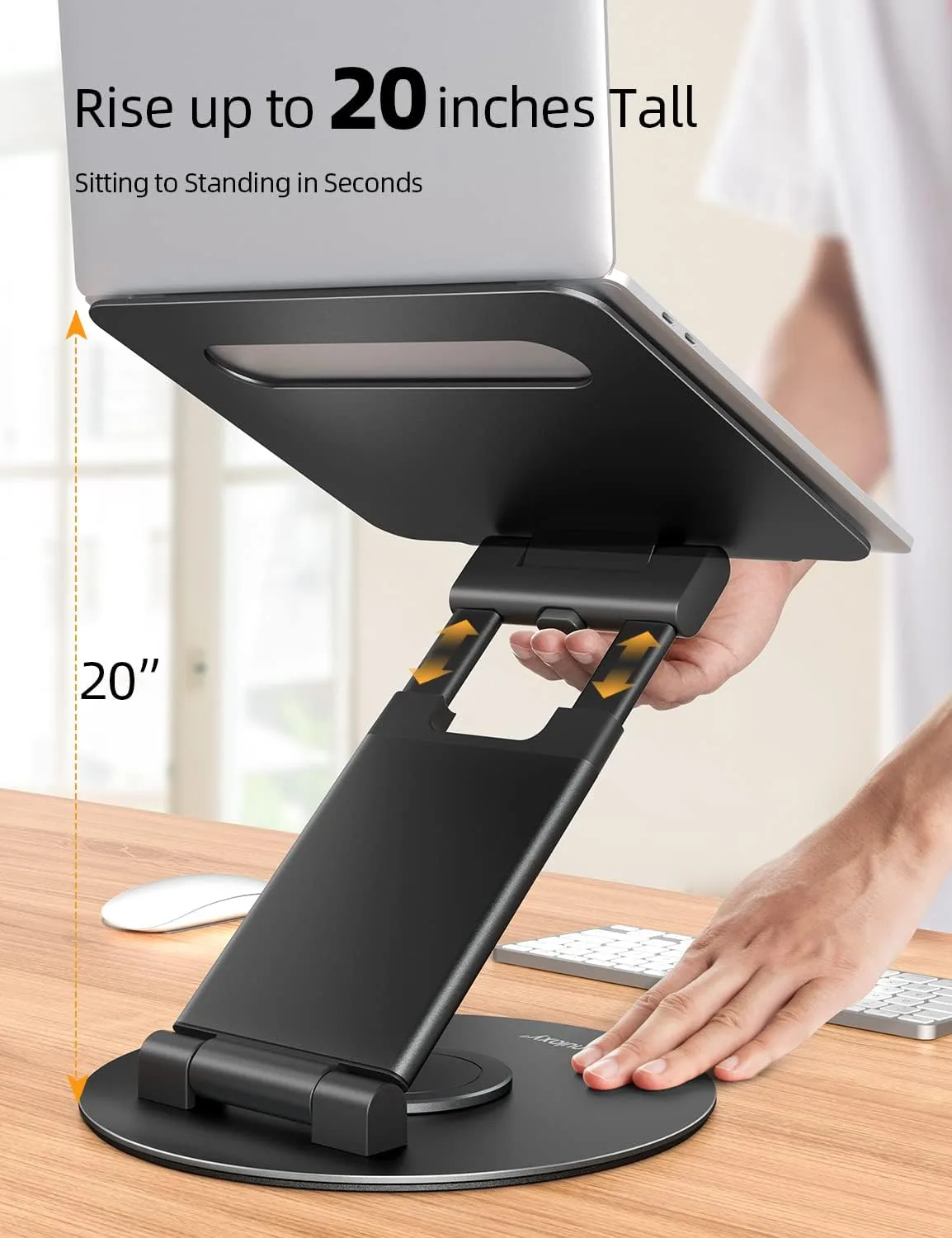 Nulaxy 18" Height Telescopic 360 Rotating Aluminum Laptop Stand Desk, Black