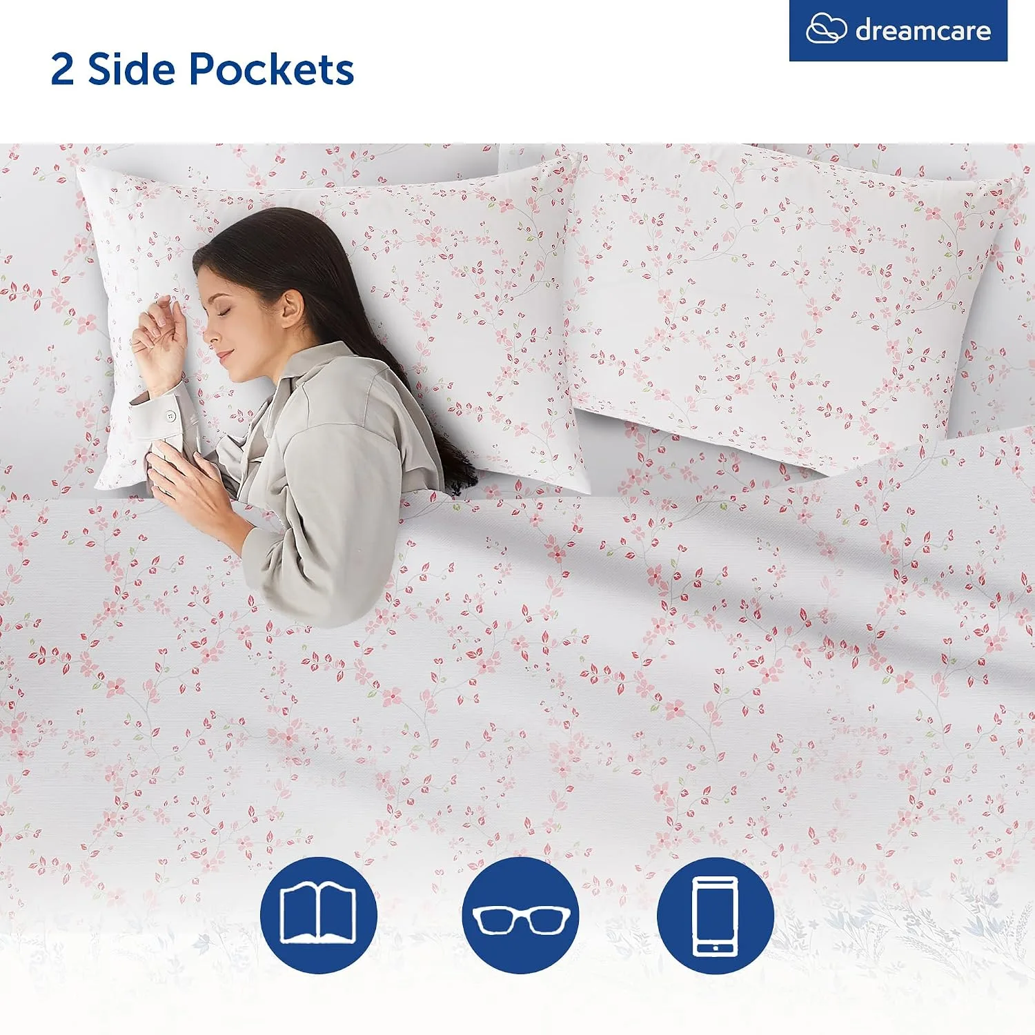 DREAMCARE Twin Sheets - 3 pcs Breathable Cooling Twin Bed Sheets