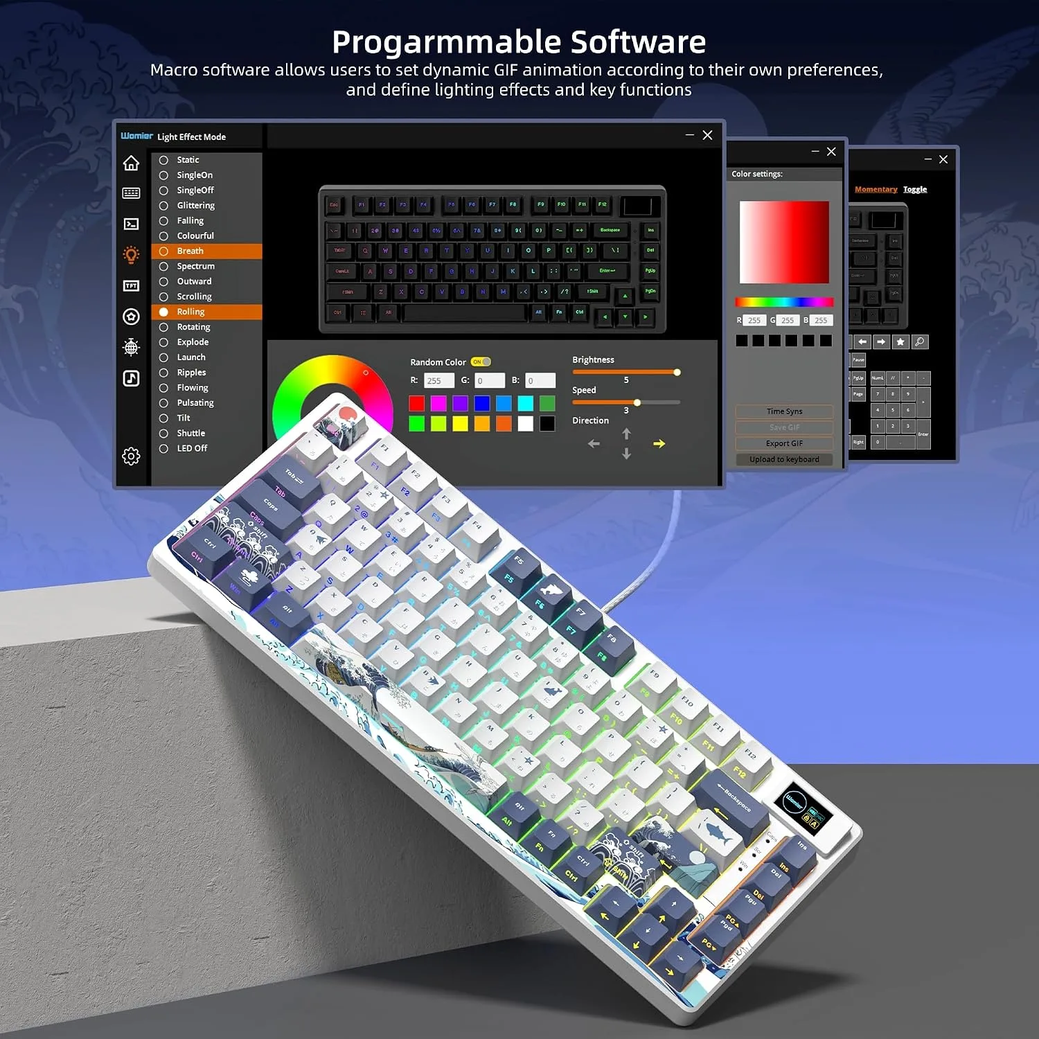 Womier SK80 75% Keyboard with Color Multimedia Display Gaming Keyboard