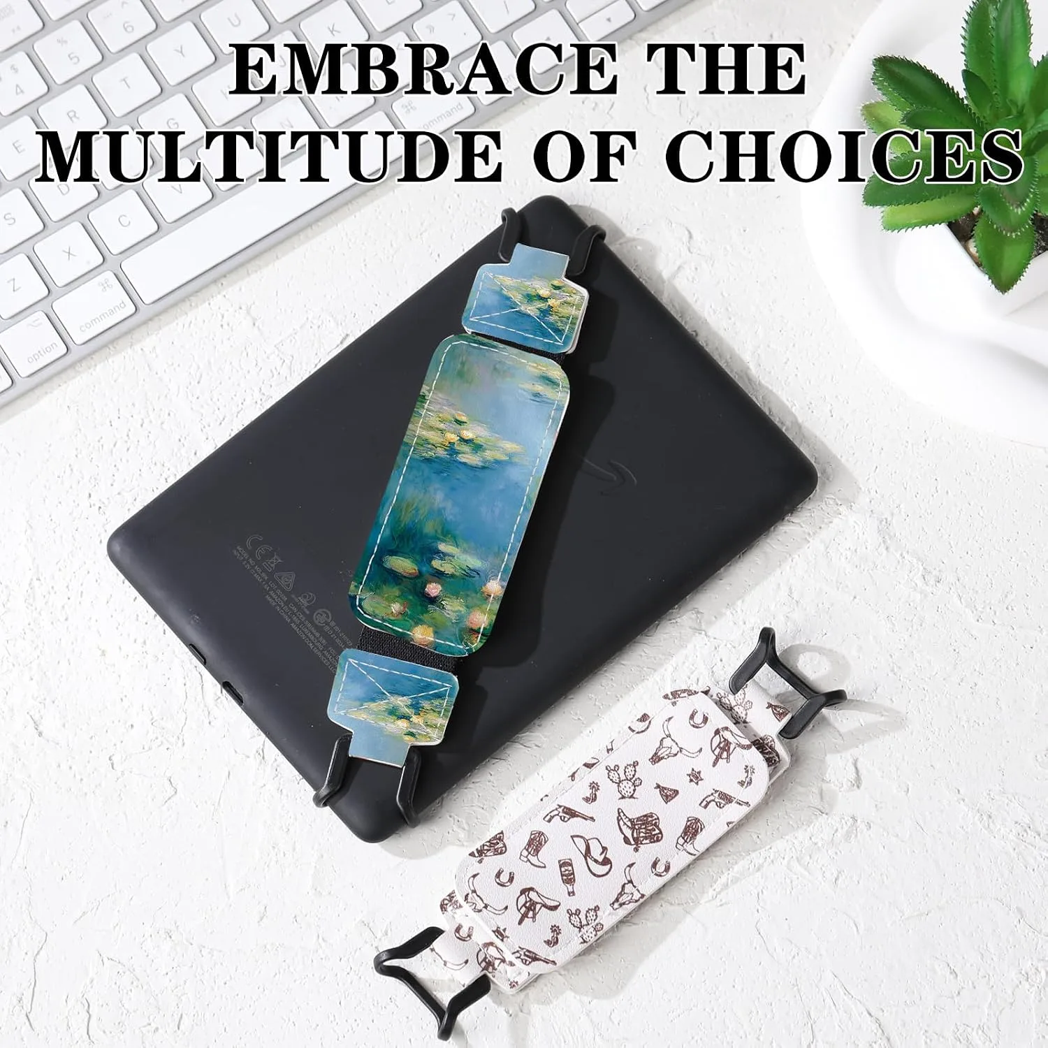 Hand Strap Holder for Kindle - Finger Grip for 6-7.5" Paperwhite 12th/11th Generation/Kobo/Lenovo/Sony Ereaders E-Book Tablet Waterlily Flowers Floral High Elasticity Reading Accessories