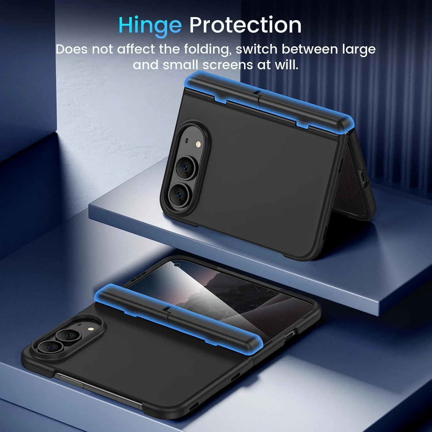 Magnetic for iPhone Duo Case with Screen Protector & Hidden Kickstand Black