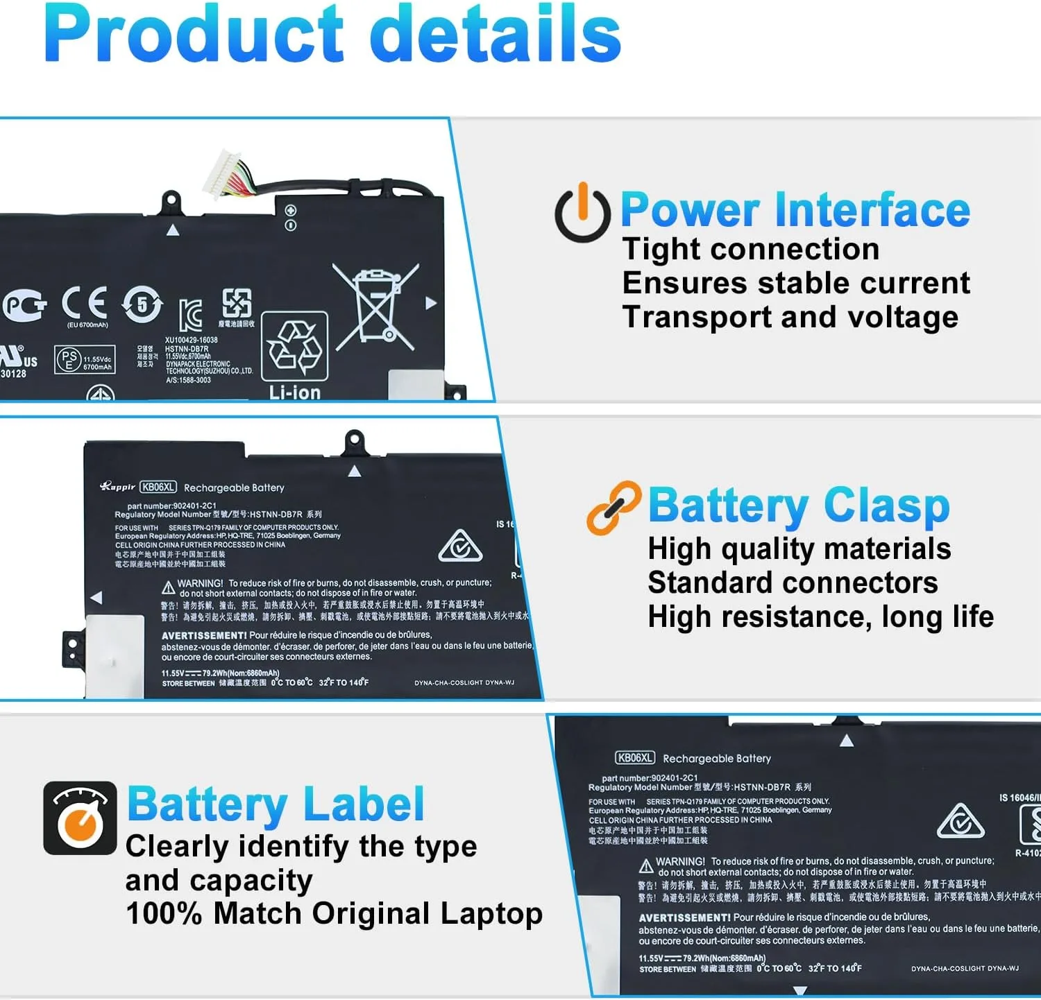 KB06XL 902499-855 Battery Replacement for HP Spectre X360 15 15-BL1XX 15-BL0XX 15-Bl012DX 15-BL002XX 15T-BL000 15T-BL100 15-bl012dx Series 902401-2C1 HSTNN-DB7R TPN-Q179 902499-856