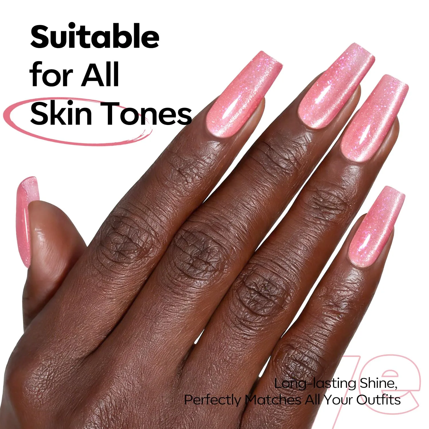modelones Pink Cat Eye Gel Nail Polish Light Pink 9D
