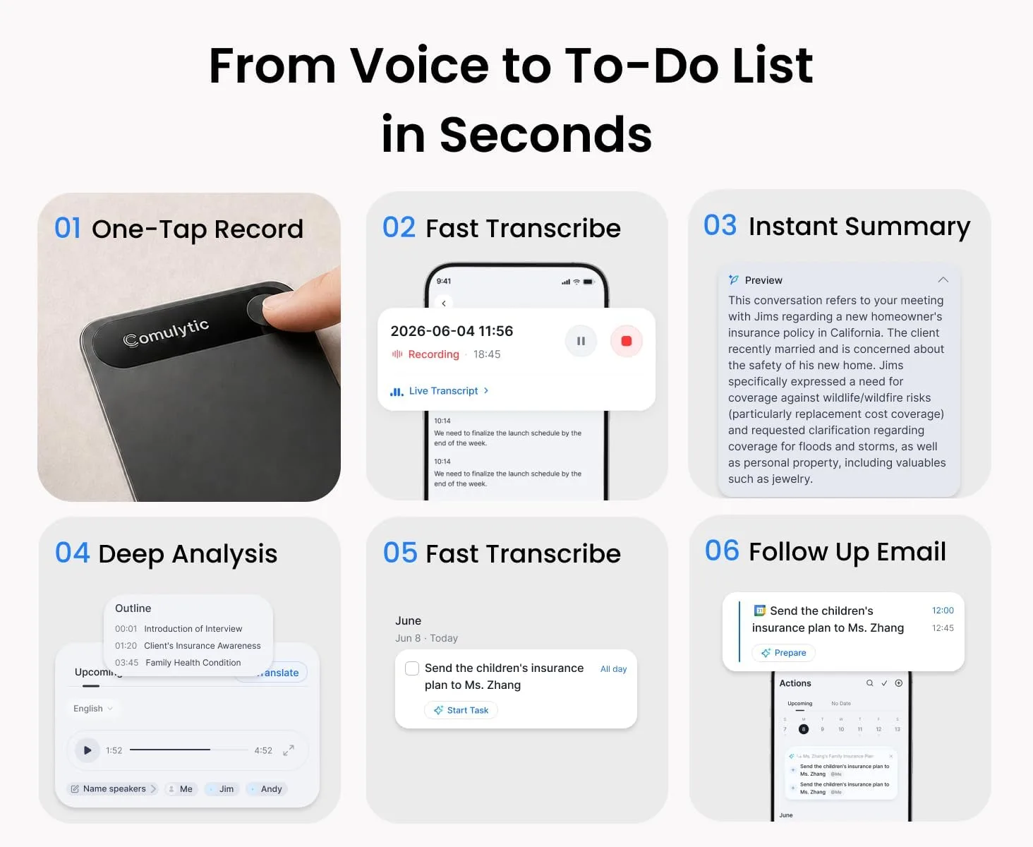 Comulytic Note Pro AI Voice Recorder, AI Note Taking Recording Device
