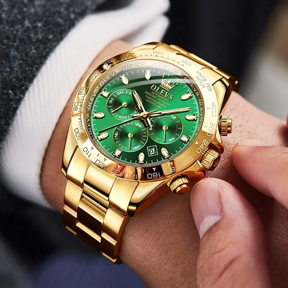 OLEVS Automatic Gold Watches for Men Luxury Classic Stainless Steel