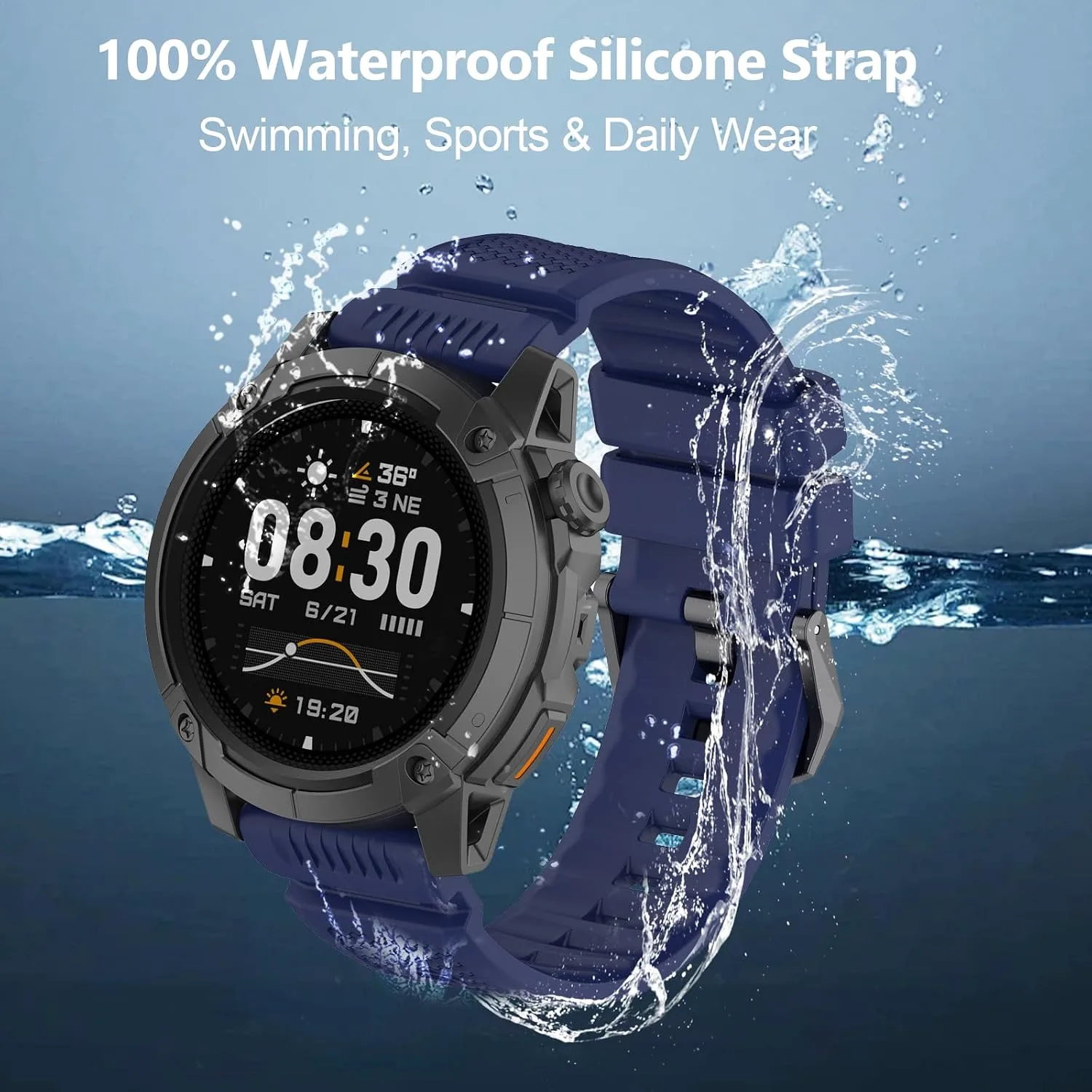 Silicone Strap Compatible with COROS Apex 4 46mm/Nomad, 24mm Band for Garmin Venu X1, Ticwatch Atlas/Pro 5/Pro 5 Enduro, iTOUCH AIR3 Breathable Replacement Bands for Women Men