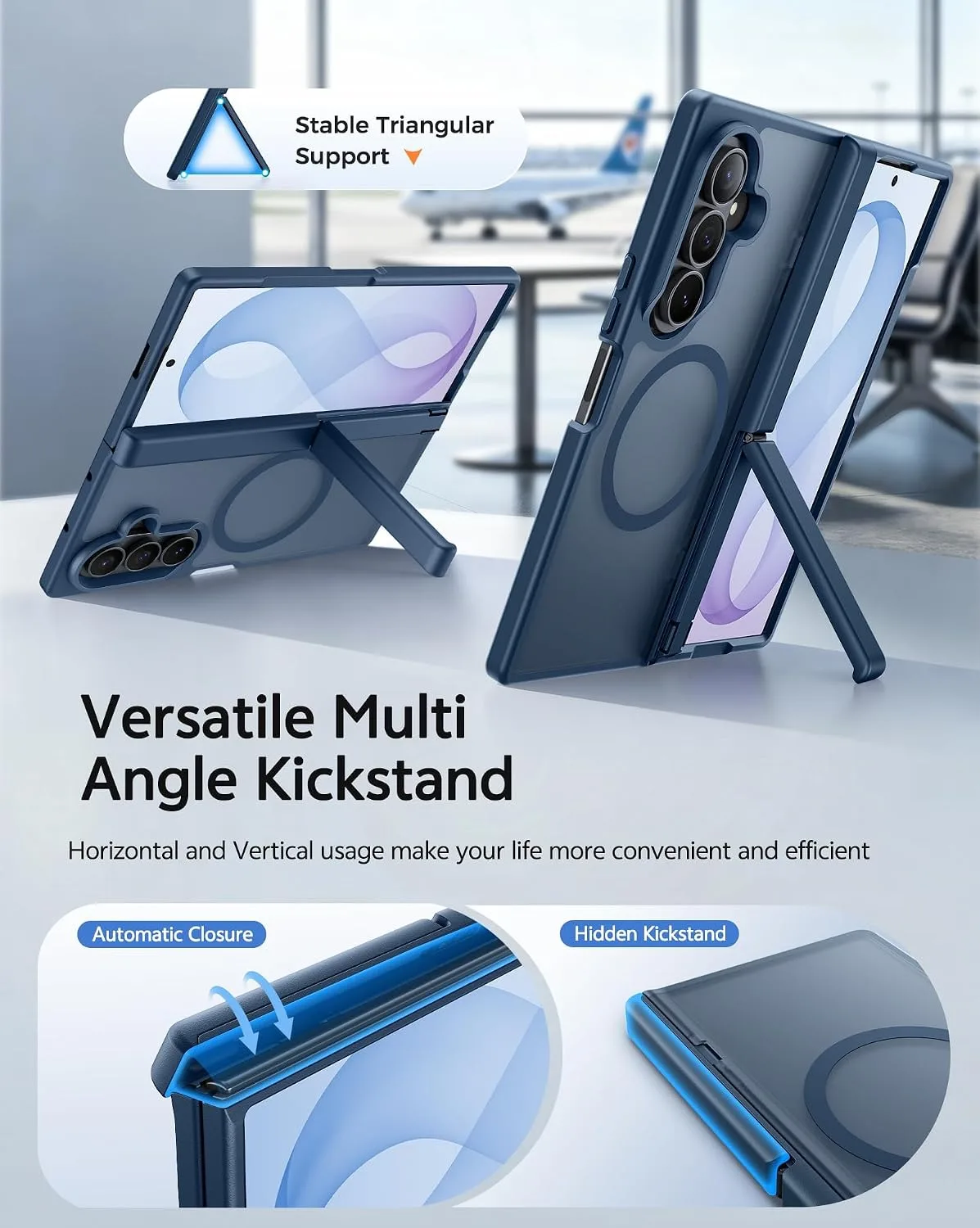 FNTCASE for Galaxy Z Fold 8 Ultra/Z Fold 7 Case Fit for MagSafe Blue