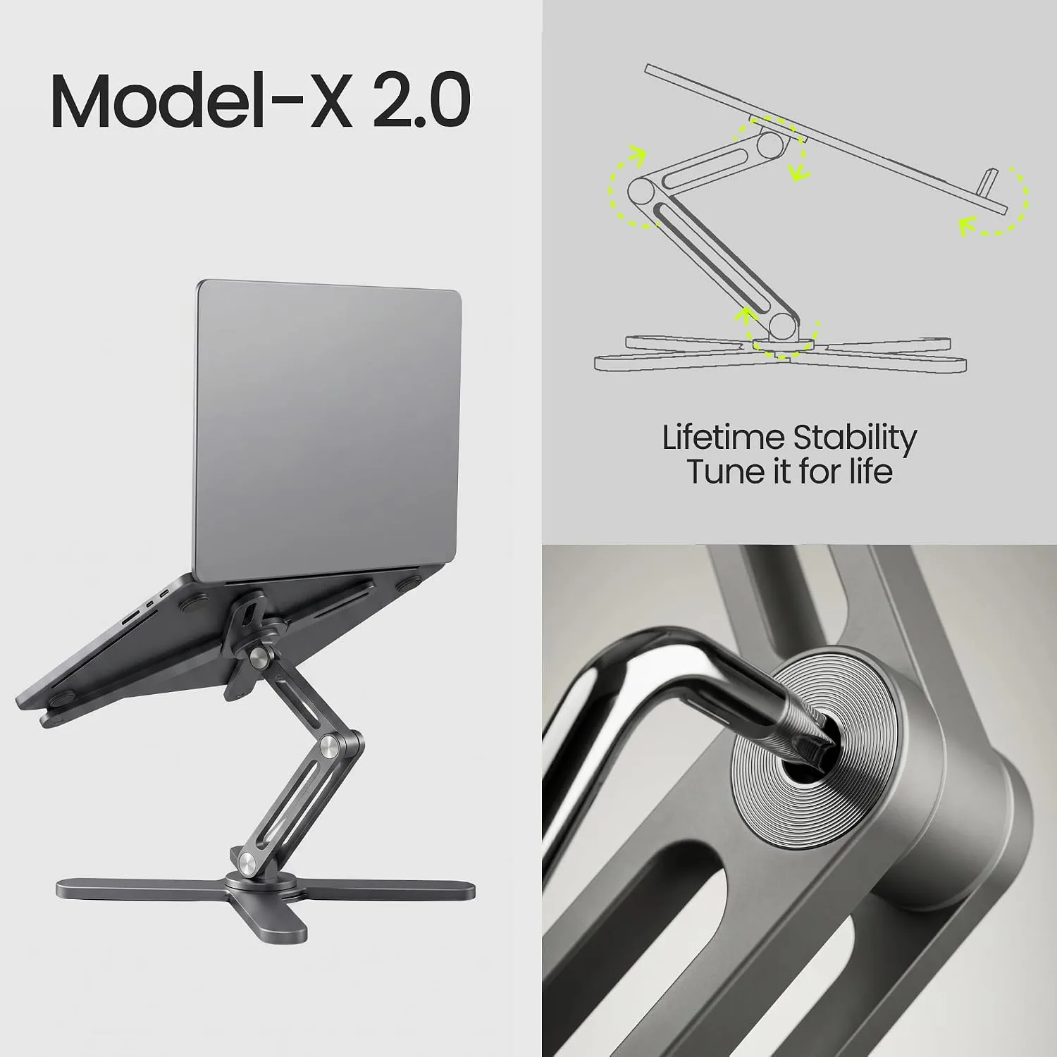 Model-X 2.0 Laptop Stand, Laptop Stand for Desk Adjustable Height