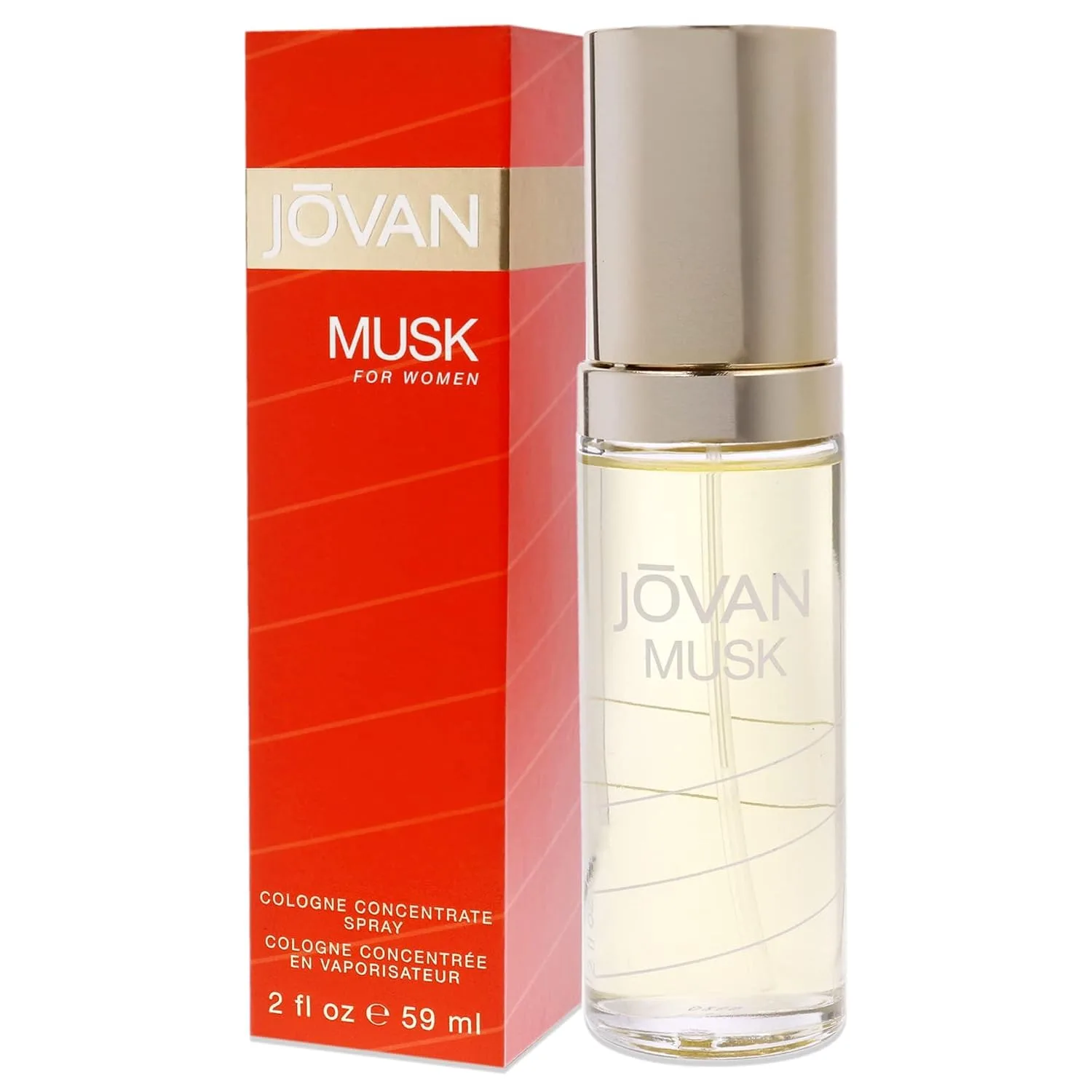 Jovan Musk for Women Eau de Cologne Spray 2 fl oz (Pack of 1), Notes of Jasmine, Amber, and Neroli, Women's Fragrance, Long Lasting, Everyday Fragrance, Travel Size
