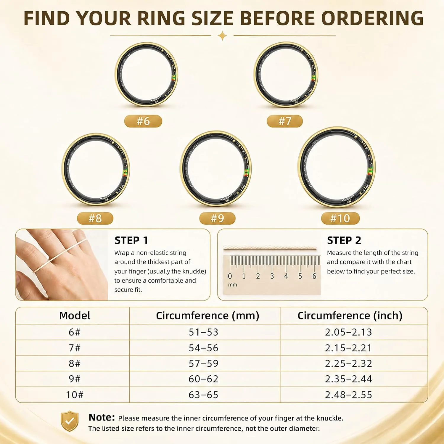 Smart Ring for Women Men, Fitness Ring without Subscription, Rosegold,10