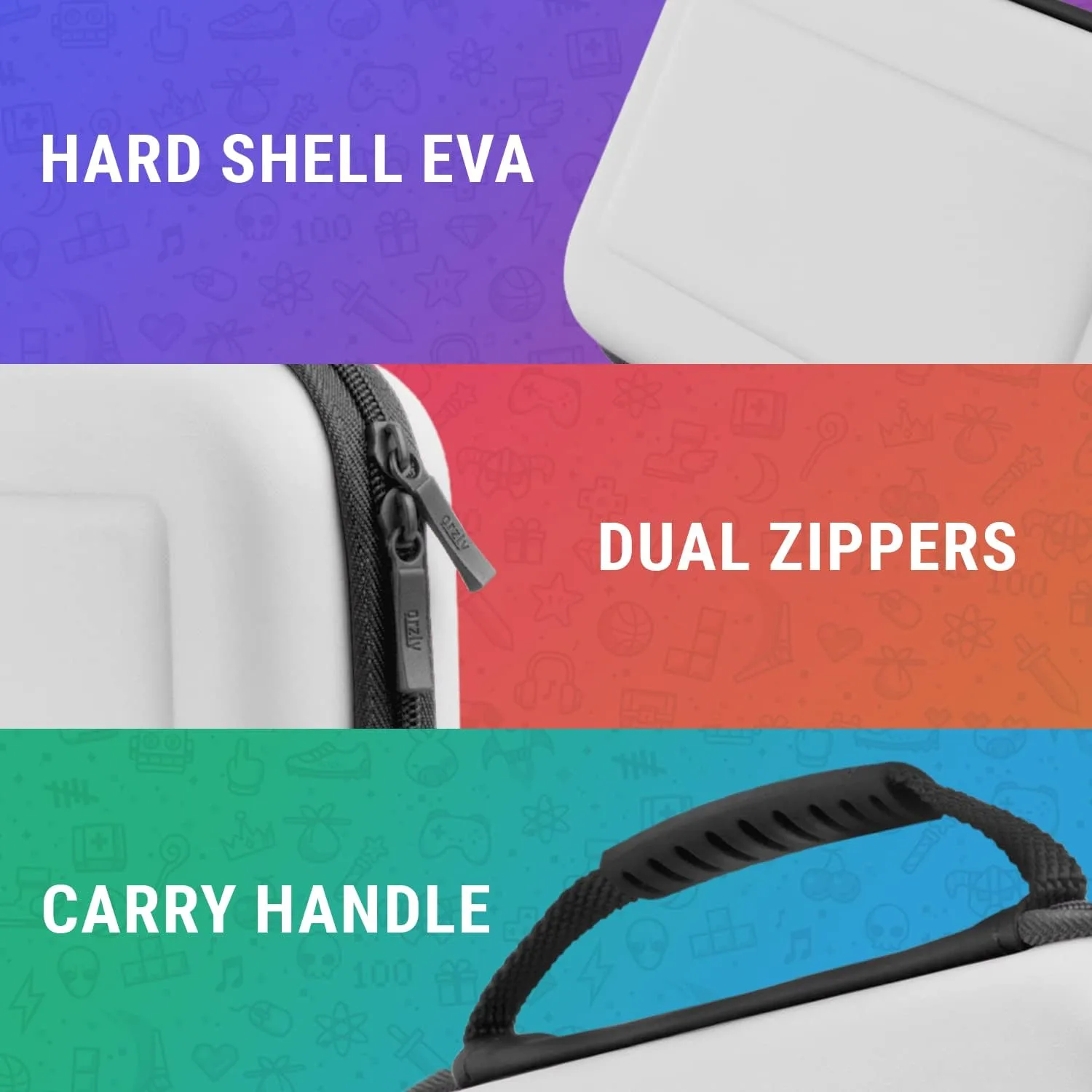 Orzly Carrying Case for Nintendo Switch OLED Console with Accessories and Game Storage Compartment - Easy Clean Case Gift Boxed