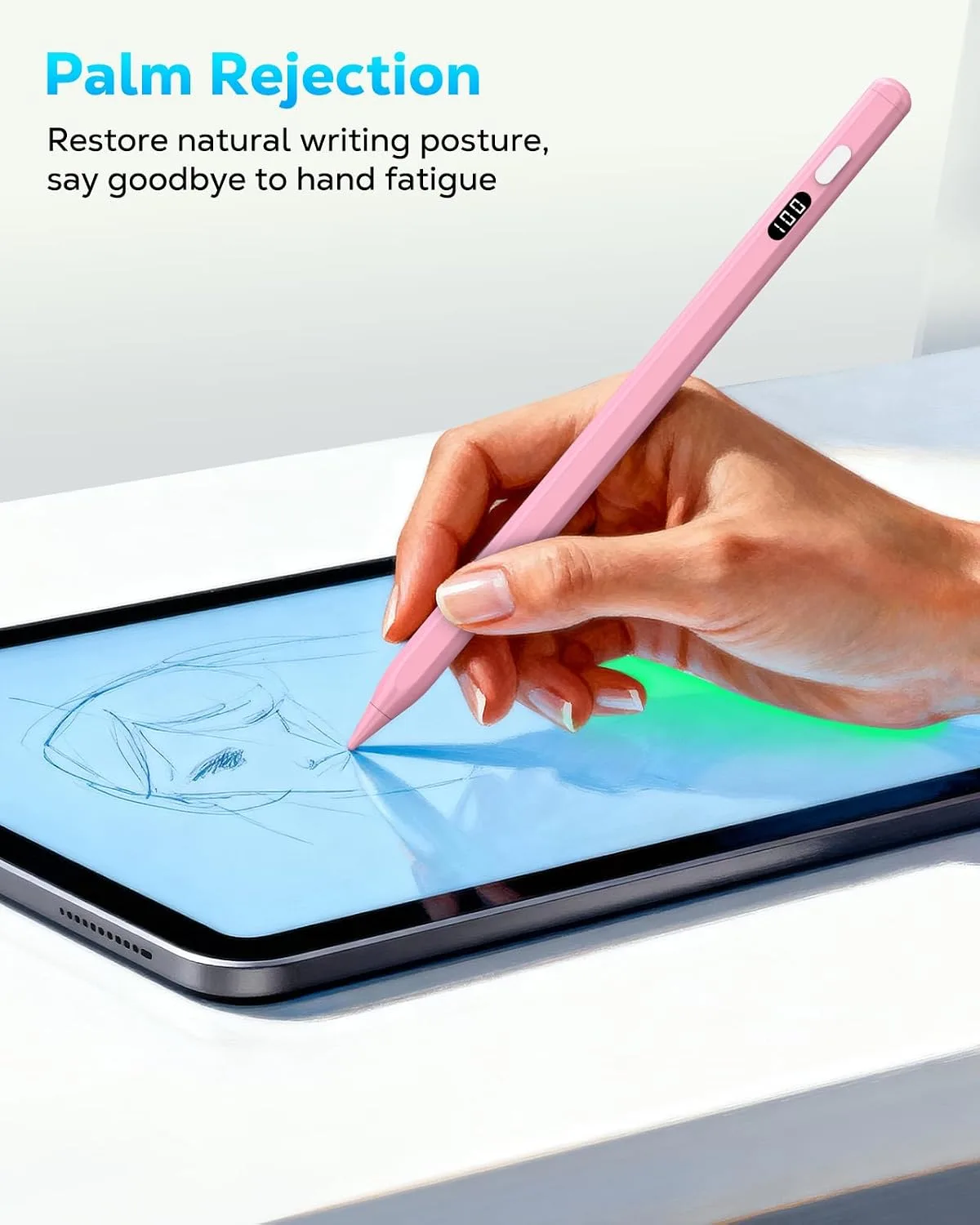 MoKo Stylus Pen for iPad 2018-2026, USB-C Charge Pencil with LED Display