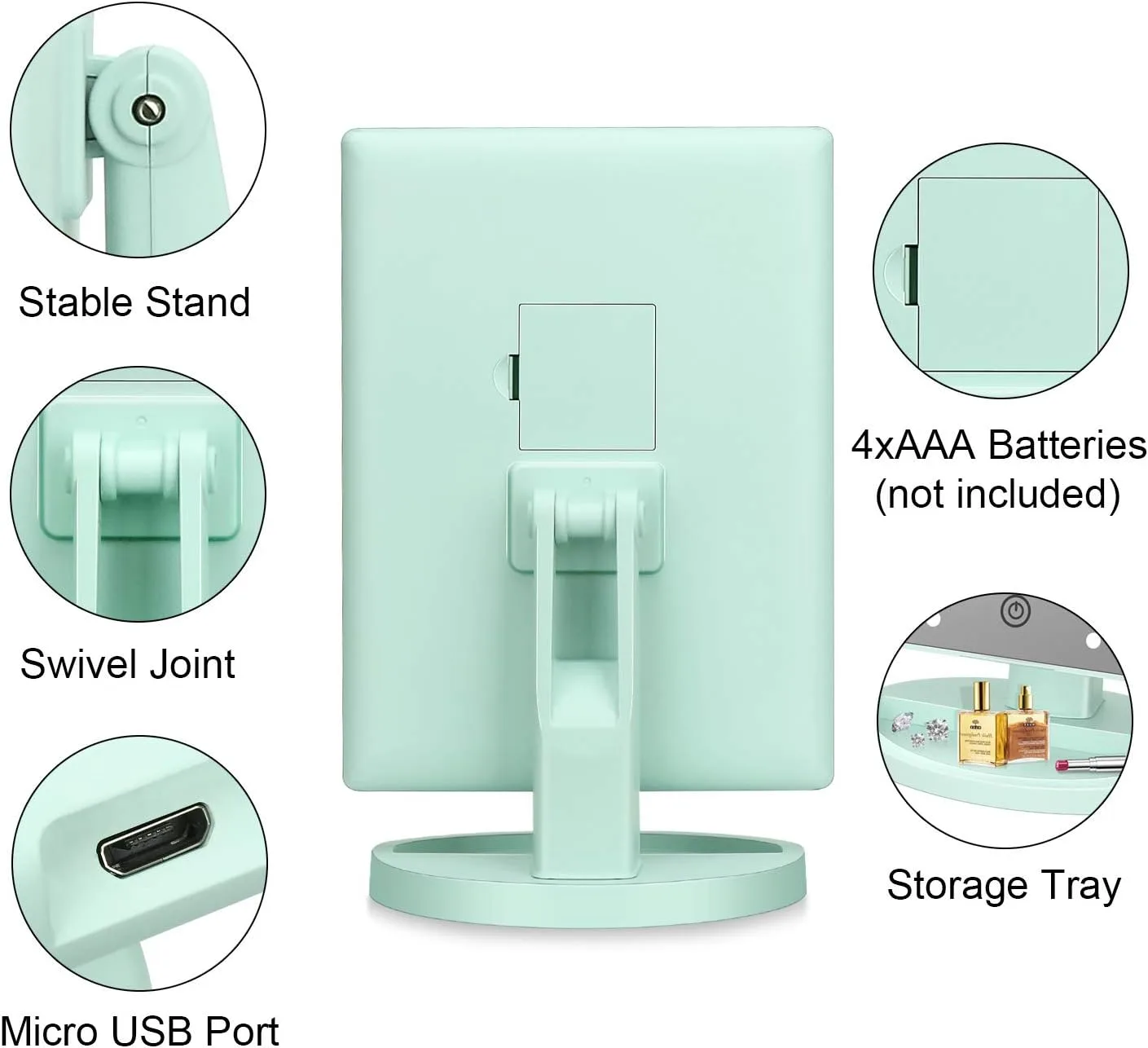 deweisn Tri-Fold Lighted Vanity Tabletop Mount Mirror with 21 LED Lights, Touch Screen and 3X/2X/1X Magnification, Two Power Supply Mode Make up Mirror,Travel Mirror