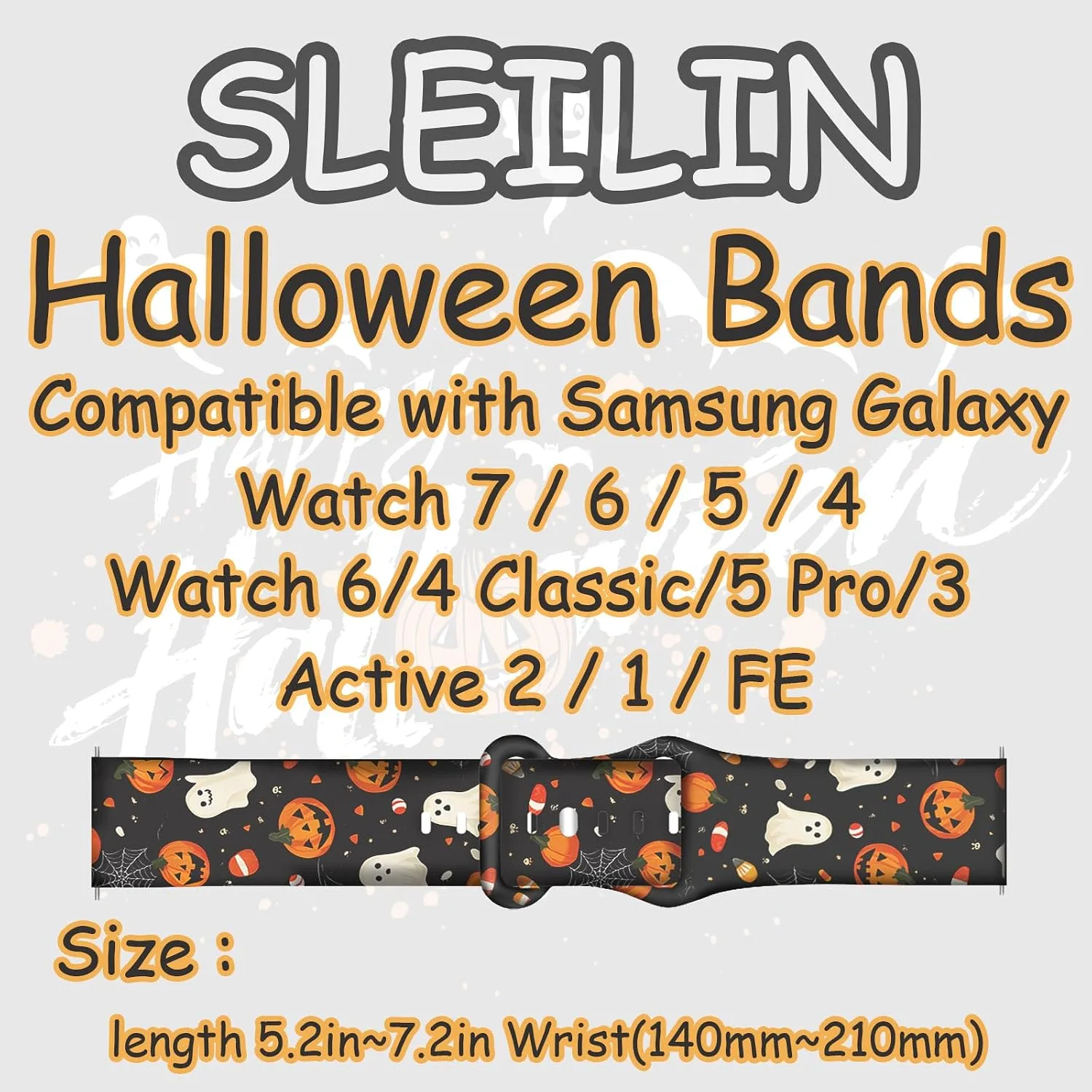 Christmas Halloween Bands Compatible with Samsung Galaxy Watch 7 Band 6 5 4 Active 2 FE 40mm 44mm/Watch 6/4 Classic/5 Pro/3, 20mm Holiday Replacement Strap Band for Samsung Watch Bands Women