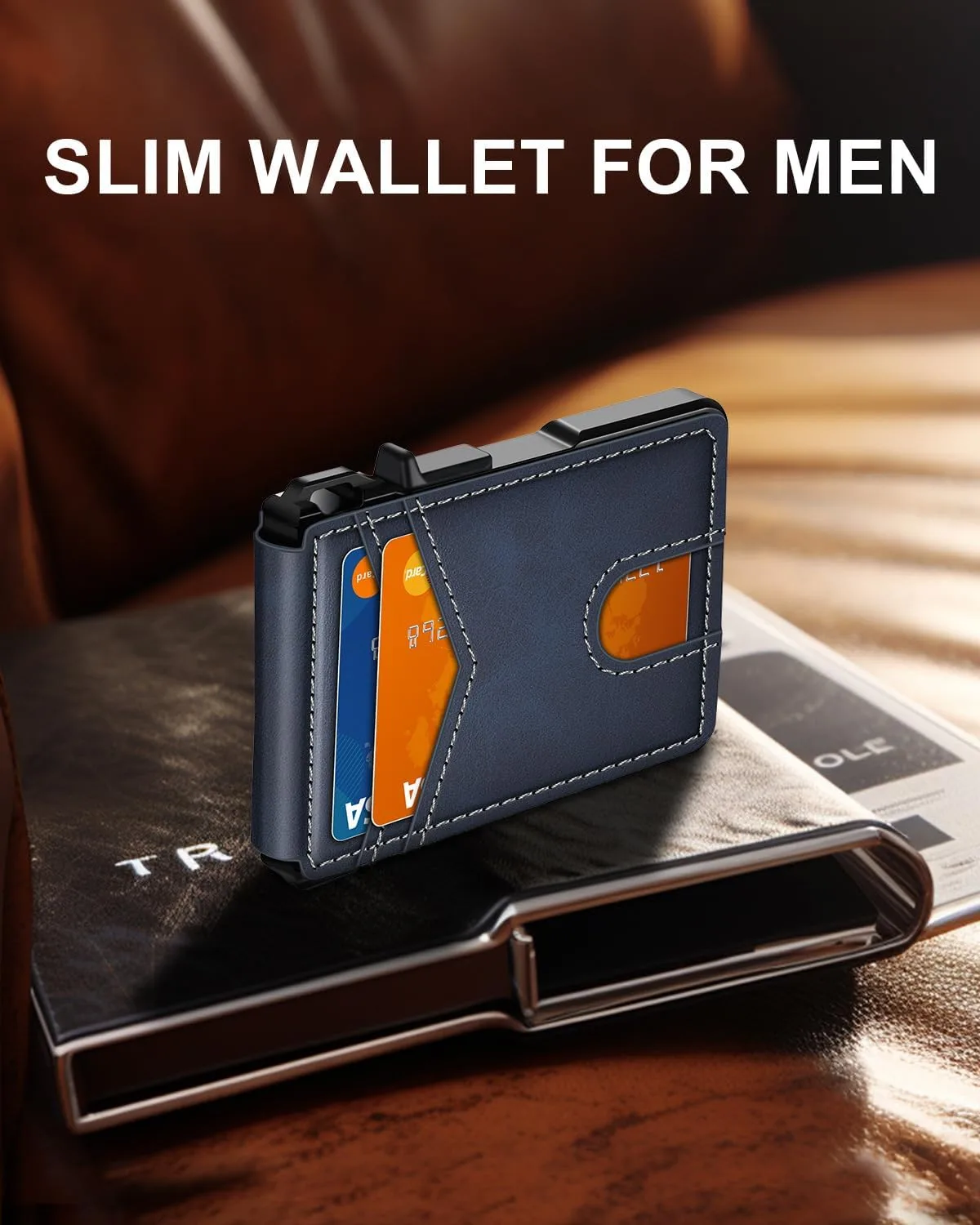Wallet for Mens Minimalist Wallet 9-13 Cards RFID Blocking Slim Wallet