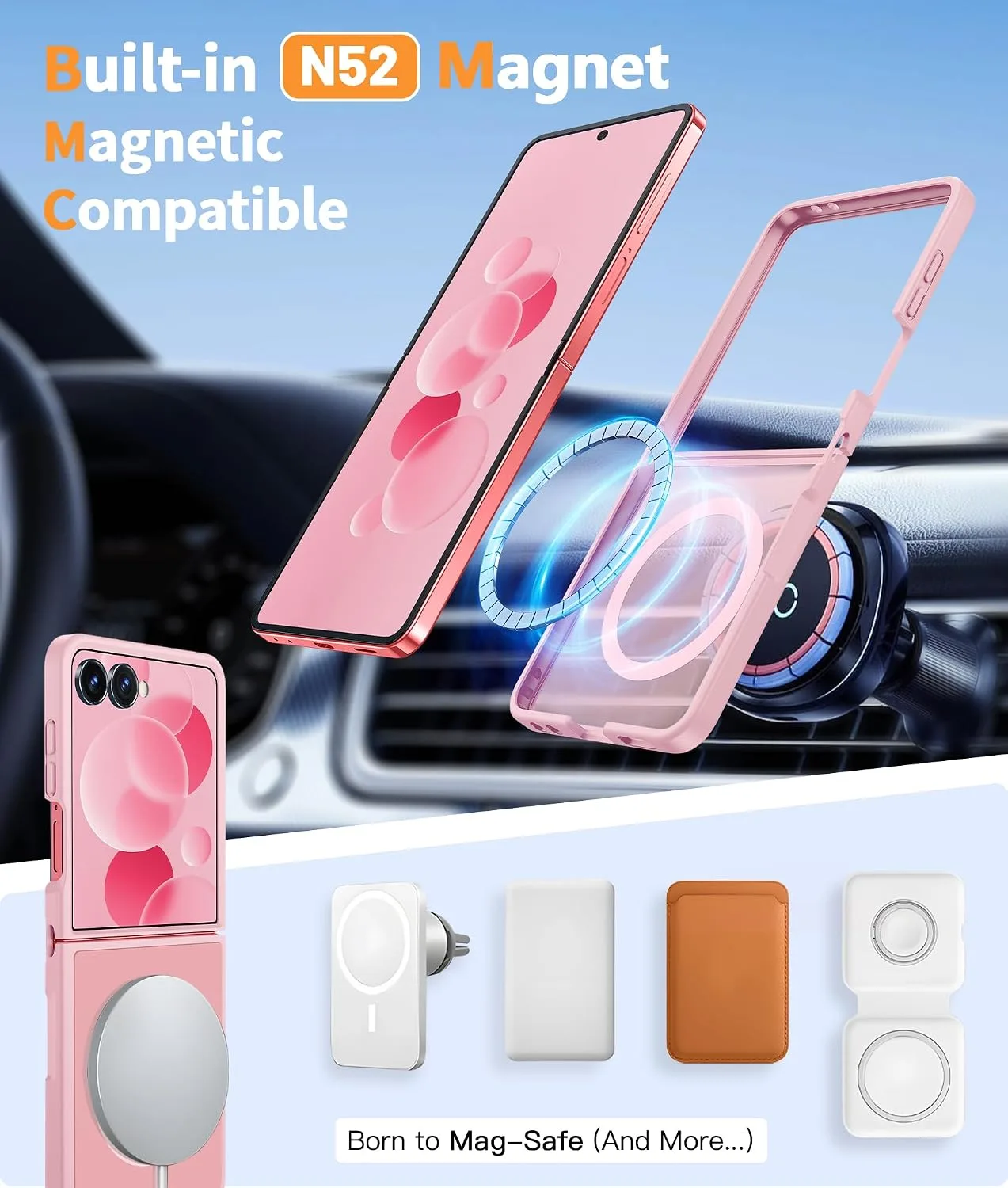 FNTCASE for Samsung Galaxy Z Flip 7 Case, Fit for Magsafe, Light Pink