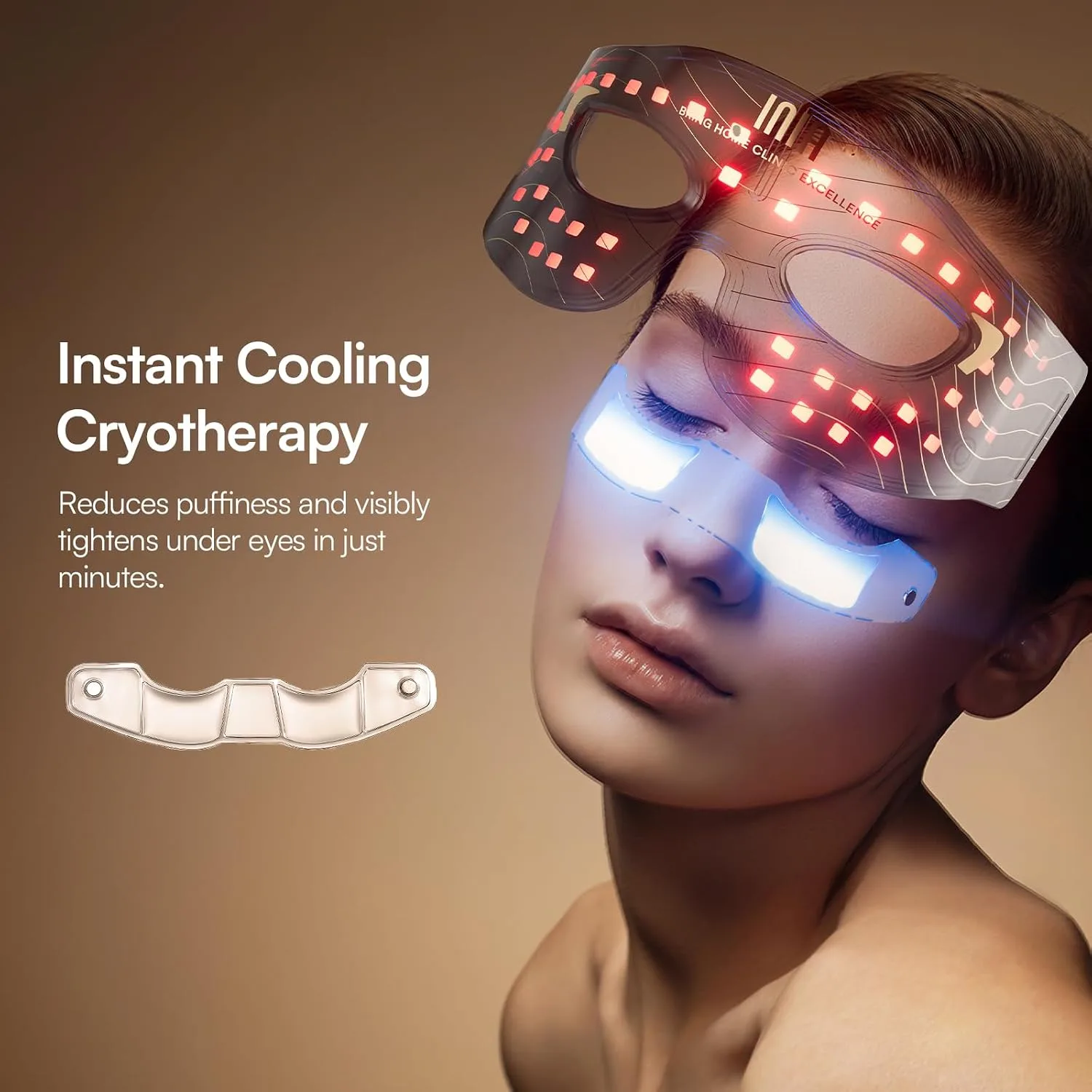 INIA Red Light Therapy Eye Mask for Precision Care, 850nm NIR, Cryotherapy