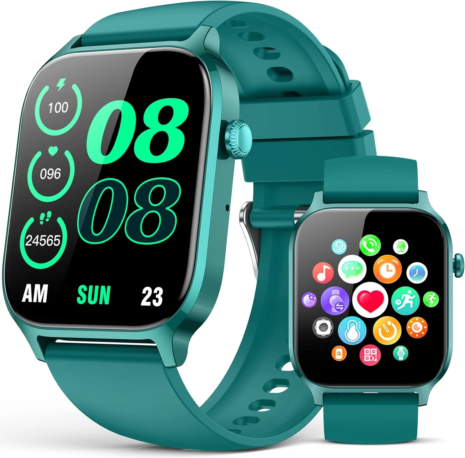Smart Watch for Women Men- Answer/Make Call, Fitness Step Tracker Watch with Sleep Monitor/Activity Counter/110+ Sport Mode, Smartwatch for Andriod iPhone iOS Compatible (Modern, Teal, 1.83)