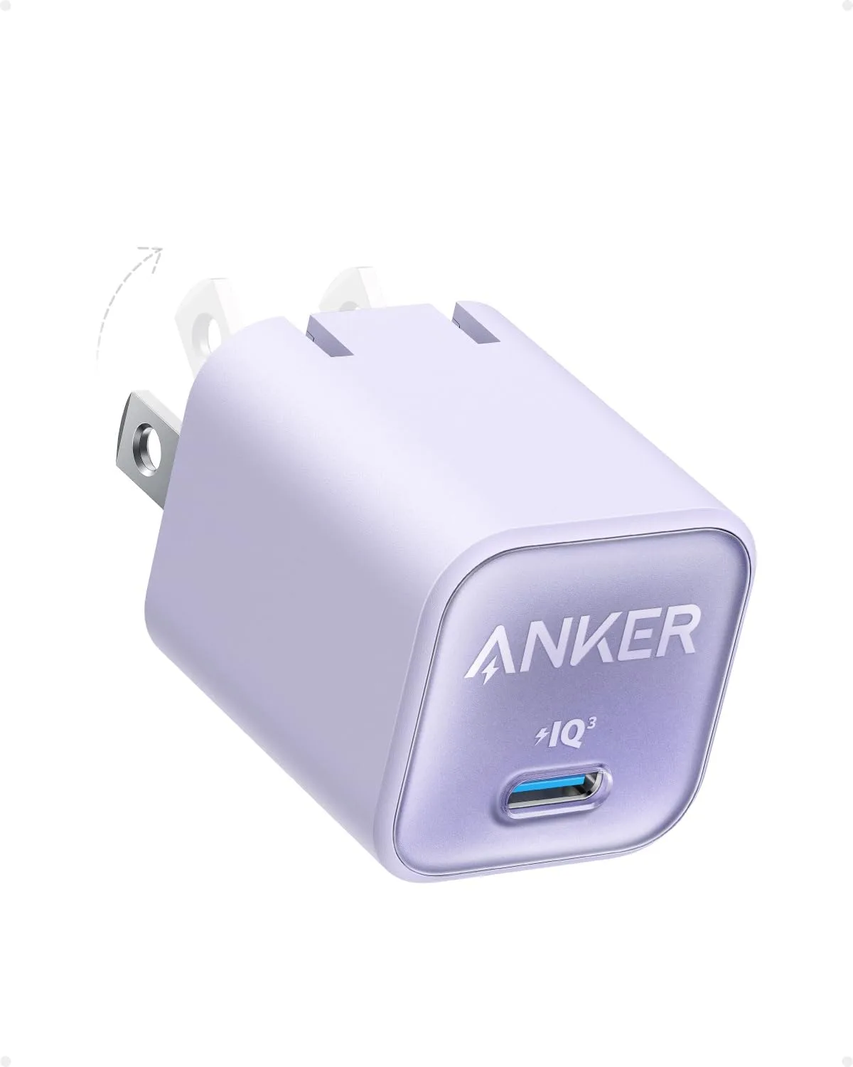 Cargador para celular Anker Nano 30W USB C plegable Lila