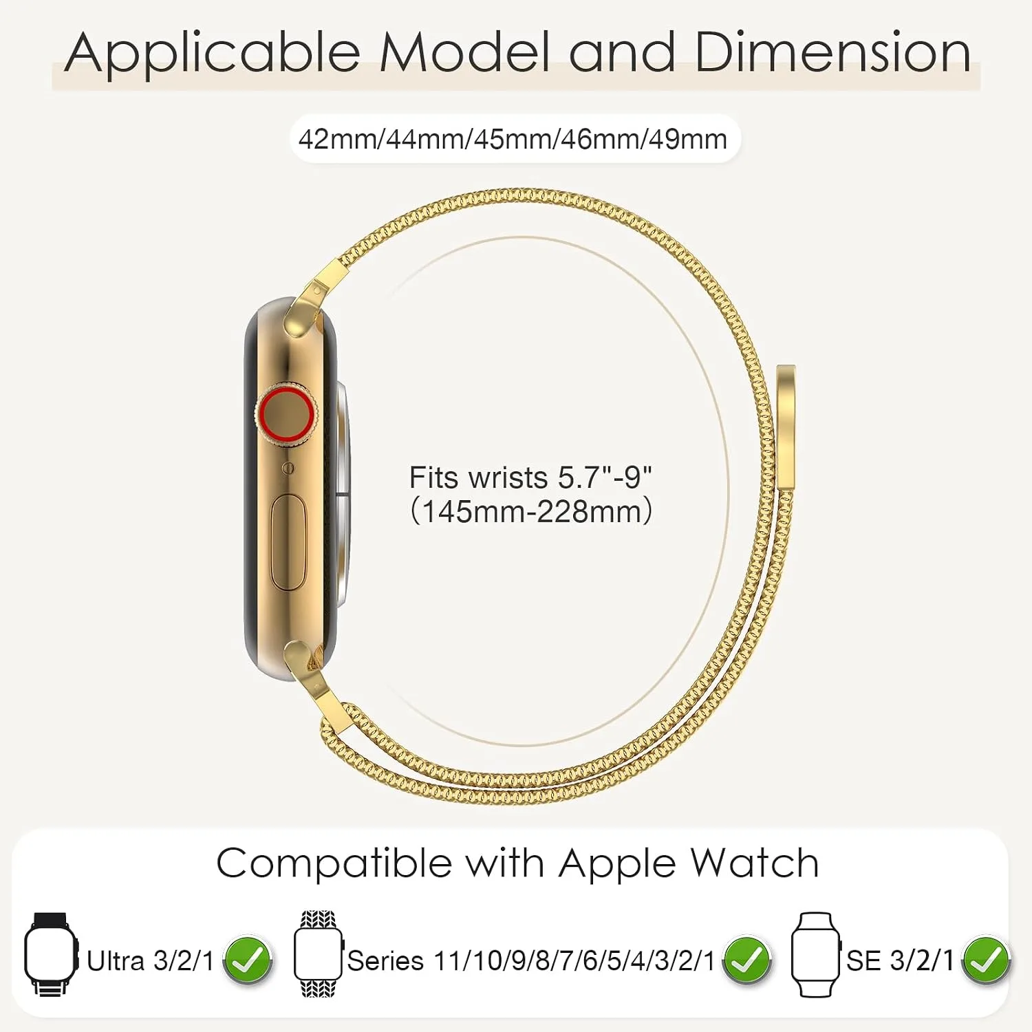 3 Pack Mesh Loop Compatible with Apple Watch Bands for Women Men
