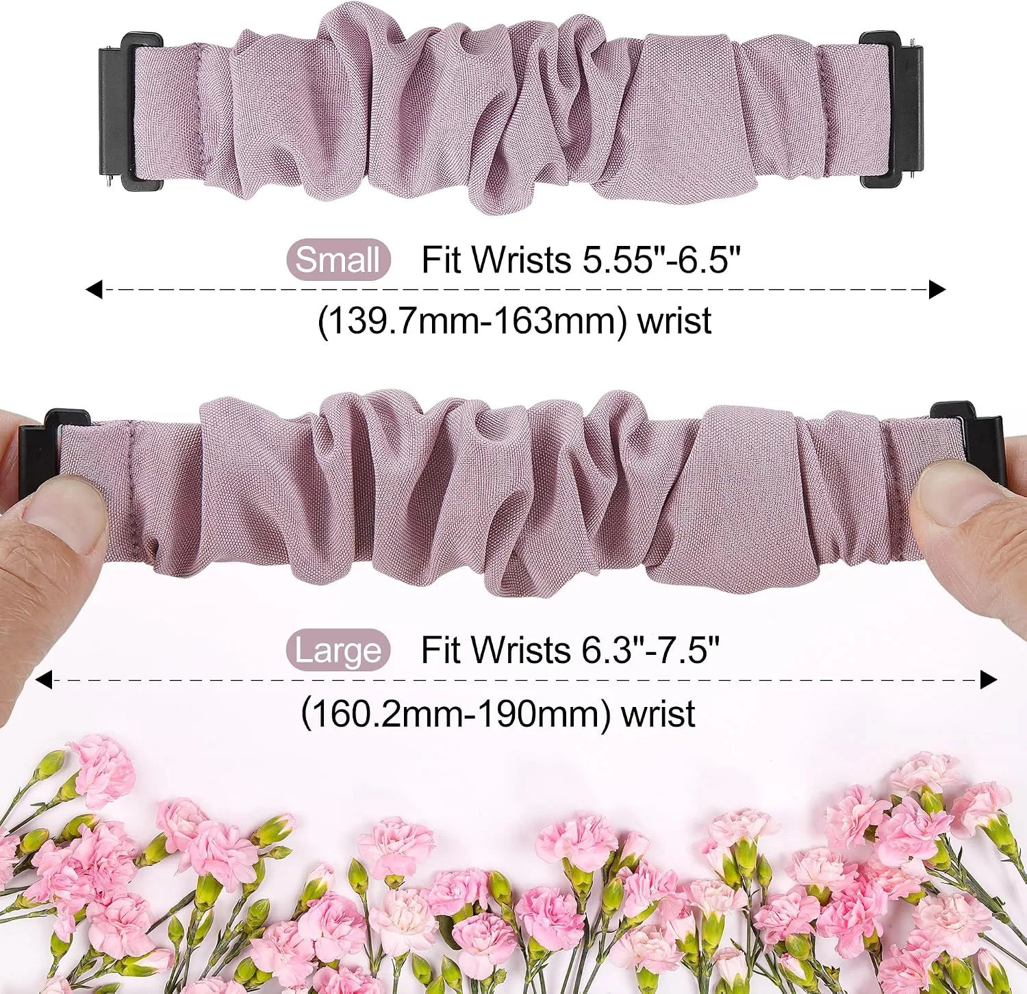 Sunnyson 22mm Bands for Veryfit IDW13/IDW16/IDW19/IDW26/IDW28 Smartwatch，2 Pack Elastic Fabric Scrunchie Straps for Fitvii H57/H56/Fitpolo/Toobur id208 Plus Women