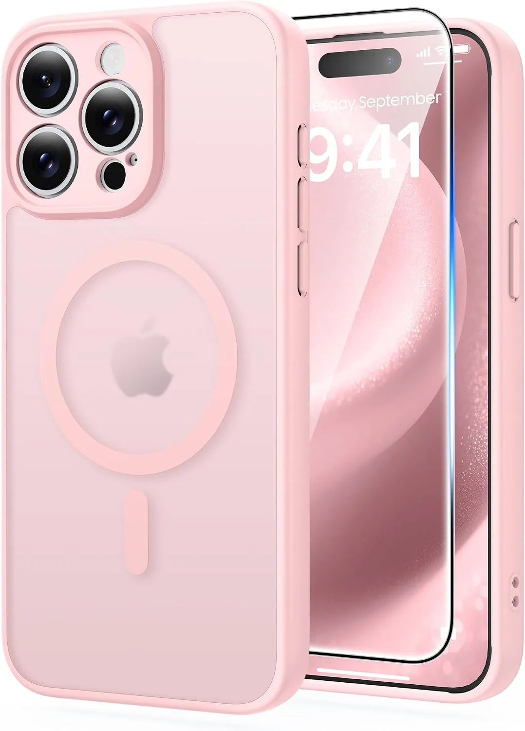 FNTCASE for iPhone 15-Pro Max Case Fit for MagSafe Light Pink