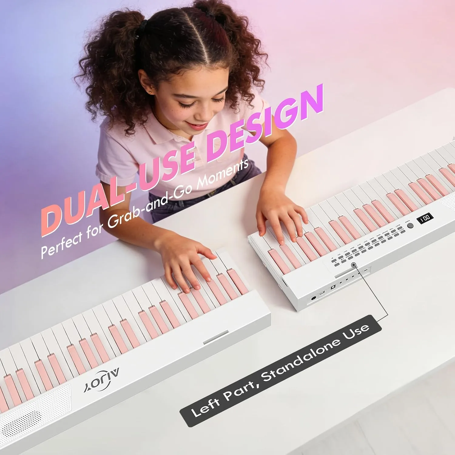 AiJoy 88-Key Magnetic Split Portable Piano with Velocity-Sensitive Keys