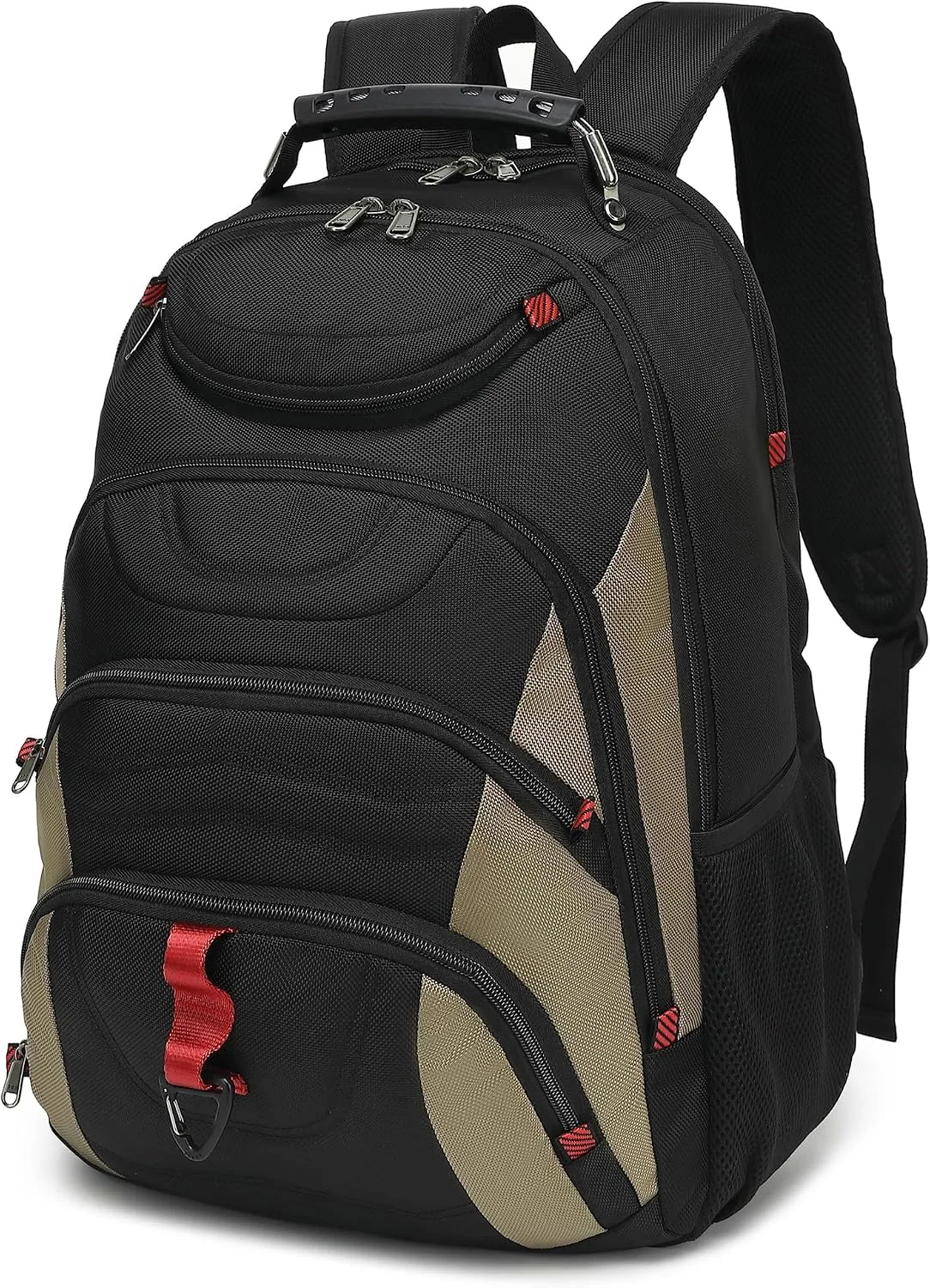 Boavan Laptop Backpack for men, 17.3 inch Laptop Bag with USB Port, Waterproof Travel Work Backpack Purse, Anti-Theft Teacher Nurse Doctor Casual Bookbags Office Business backpack，Black&Khaki