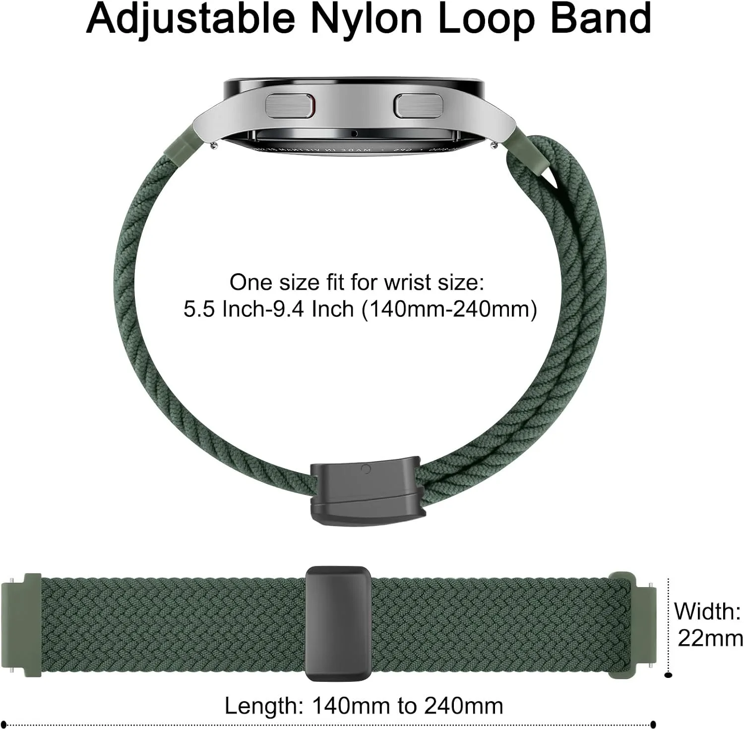 Amzpas Magnetic Braided Strap for COROS PACE 4 / PACE 3 / Pro/APEX 2 Pro/APEX Pro/APEX 46mm, 22mm Soft Nylon Sport WristBand Compatible with ACoros Pace 4/3 Watch Women Men