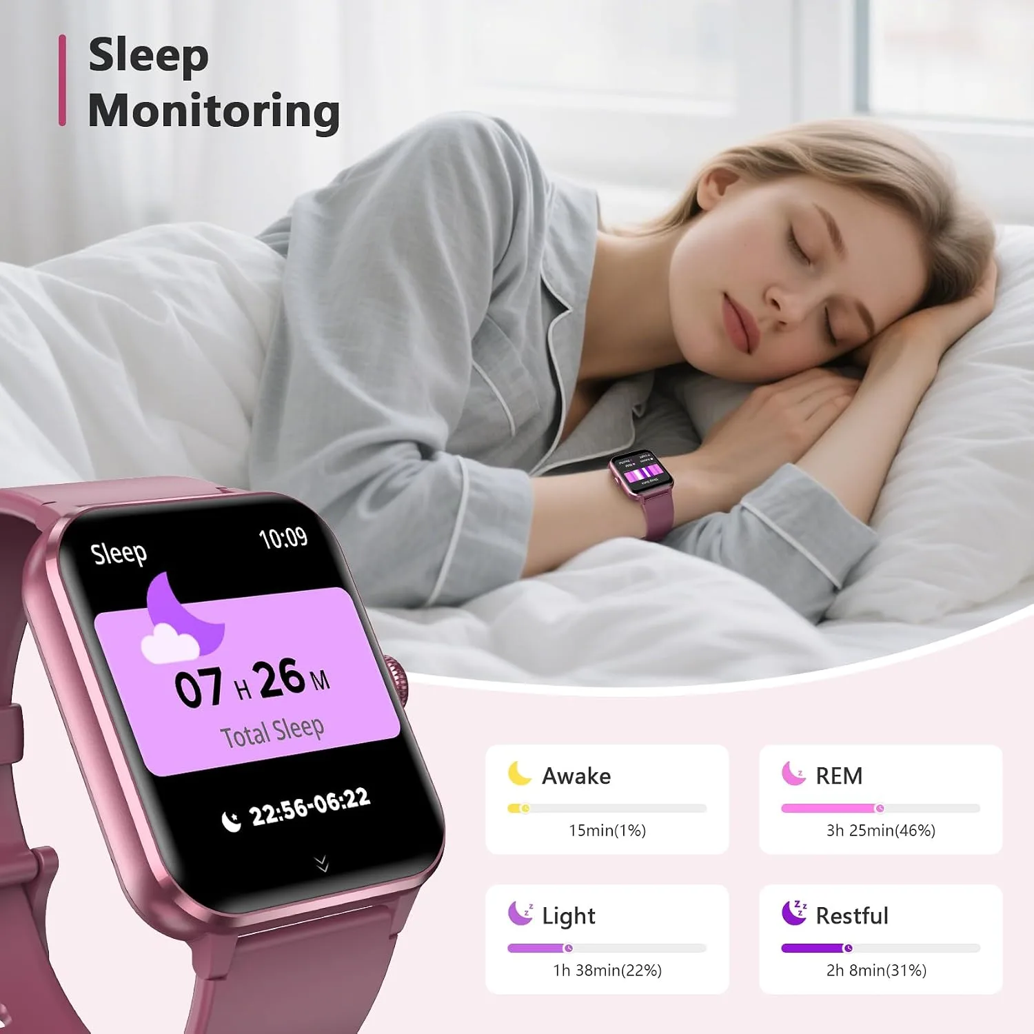 Blackview 2026 Fitness Tracker (Answer/Make Calls), 1.85'' Smart Watch for Men and Women with Heart Rate/Sleep Monitor/2 Straps, 100+ Sports Modes, IP68 Waterproof Activity Tracker for Android/iPhone