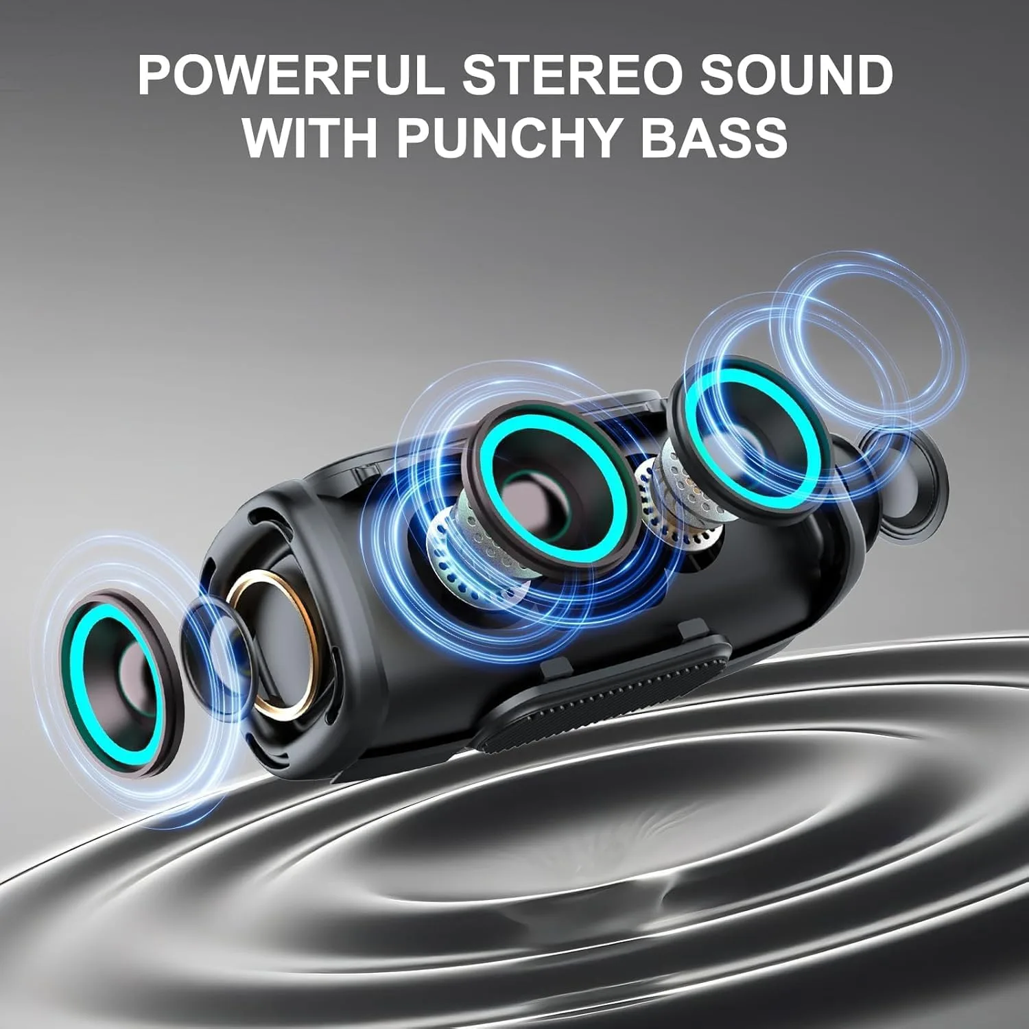 2026 Outdoor Bluetooth BT5.4 Speaker: 65W Loud Sound, IPX7 Waterproof with 40H Playtime, Bass, TWS, 6000mAh Portable Wireless Speakers with RBG Light Show for House, Party, Projector, Beach (Black)