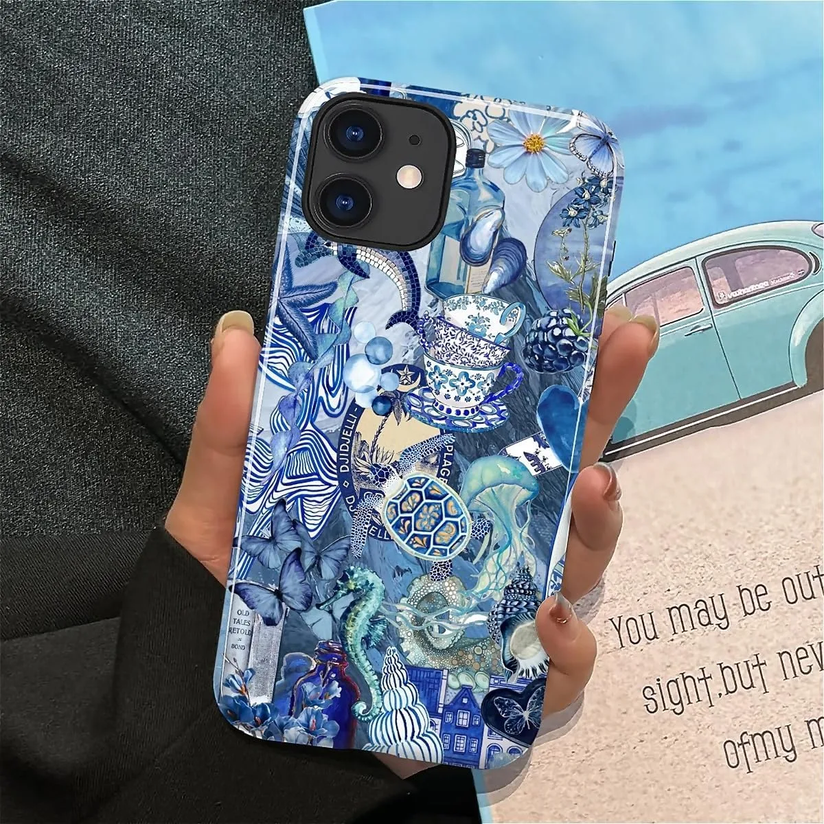 DAIZAG Case for iPhone 11,Mixed 2 Layer Design Shockproof Soft TPU Ddouble Protection Phone Case for iPhone 11-Blue Book Sea Life World