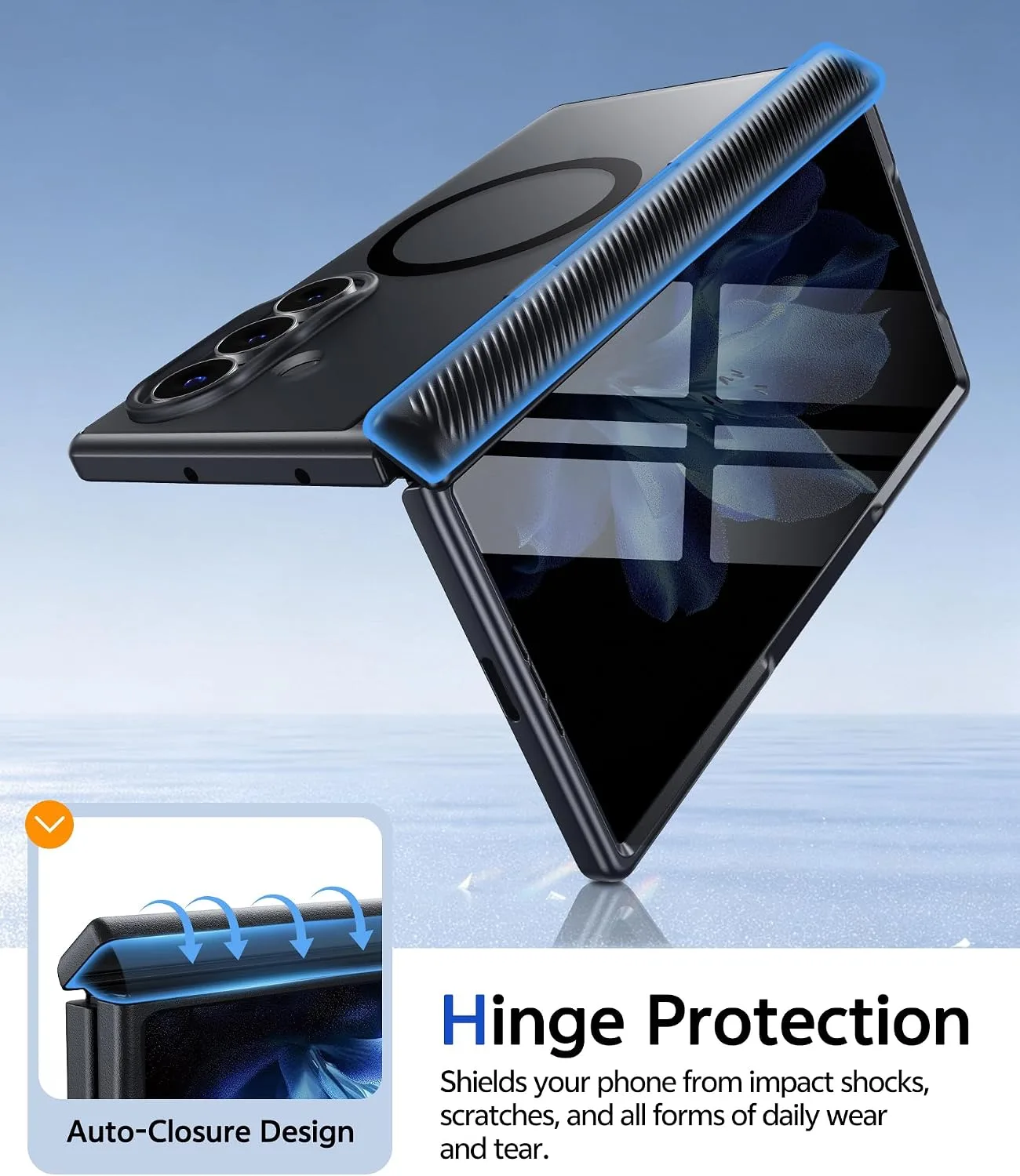 for Samsung Galaxy Z Fold 8 Ultra Case with Privacy Screen Protector, [Full Hinge Protection & Hidden Foldable Kickstand] Compatible with MagSafe, Matte Translucent Shockproof Cover, Black