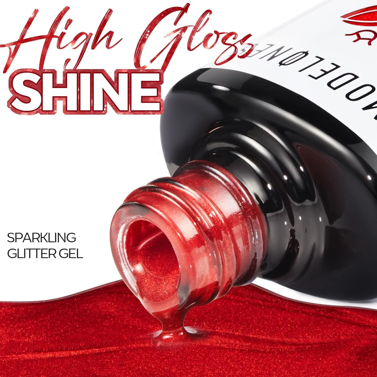 modelones Glitter Gel Nail Polish Pastel Red Gel Nail Polish