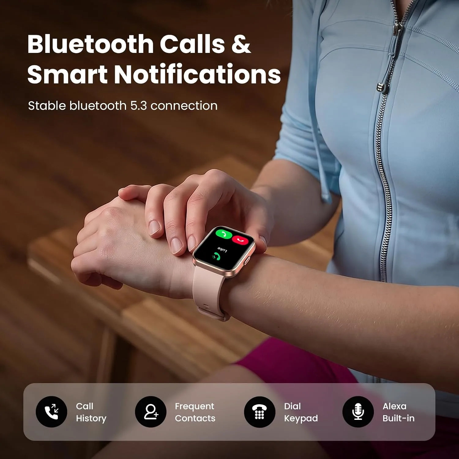 Fitpolo Smart Watches for Women, 1.8'' HD Women Smartwatch with Alexa Built-in, Bluetooth Calls, IP68 Waterproof, 7 Days Battery, Heart Rate/Sleep/SpO2 Monitor, 110 Sports Mode