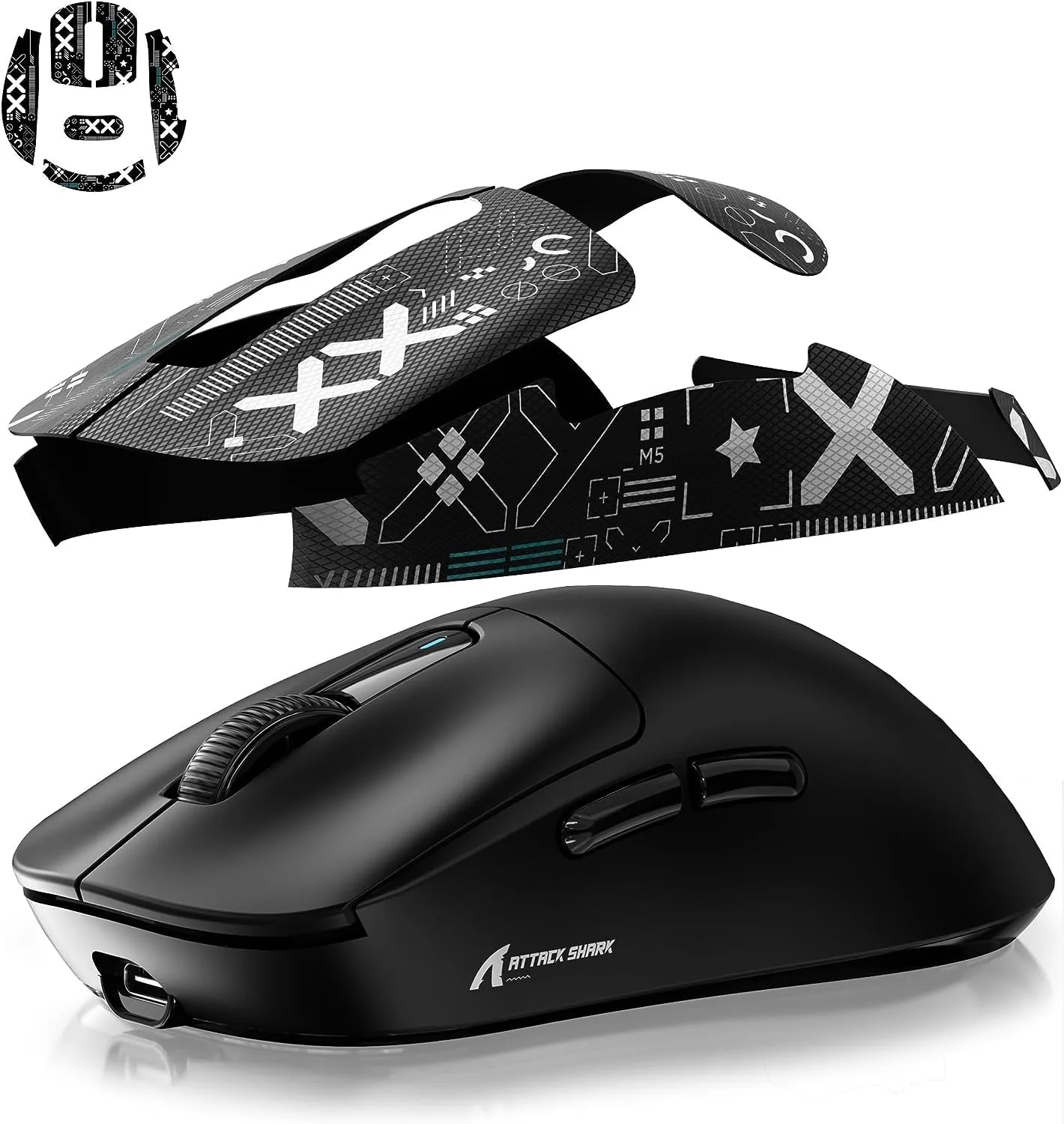 Cinta antideslizante para mouse Manbasnake Attack Shark X3 inalámbrico negra