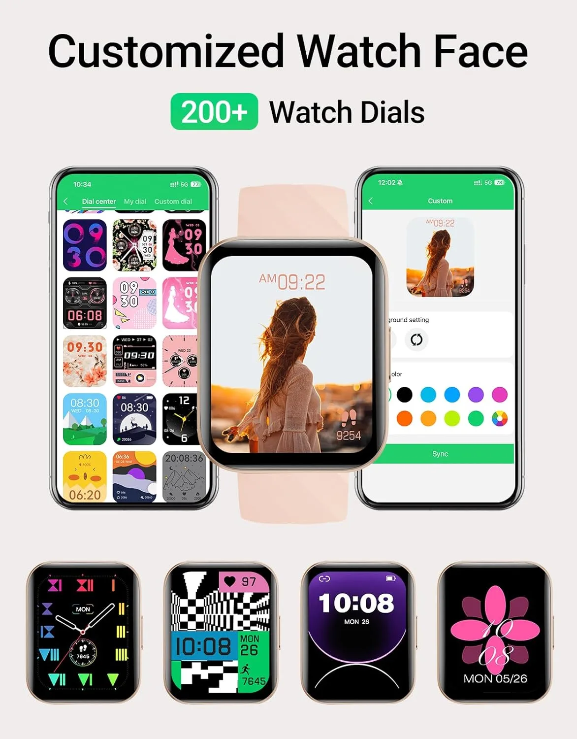 Smart Watch for Women, Answer/Make Calls, for iPhone/Android Phone Purple