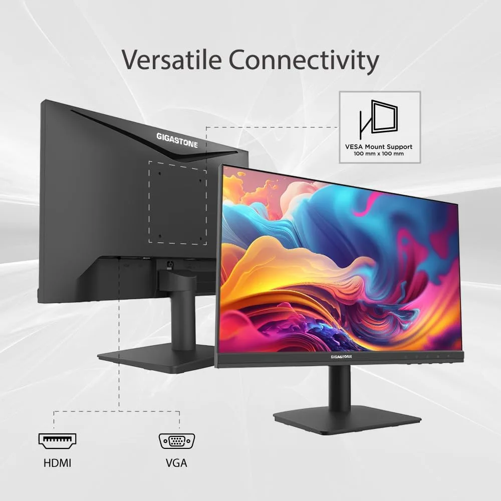 Gigastone 21.45 inch VA LED Back Light Monitor 2-Pack 75Hz FHD 1920 x 1080, 1080P 178° Wide View Frameless, Dual Monitor, 4ms, Eye Care Technology, Ergonomic Tilt VESA Mount, HDMI VGA