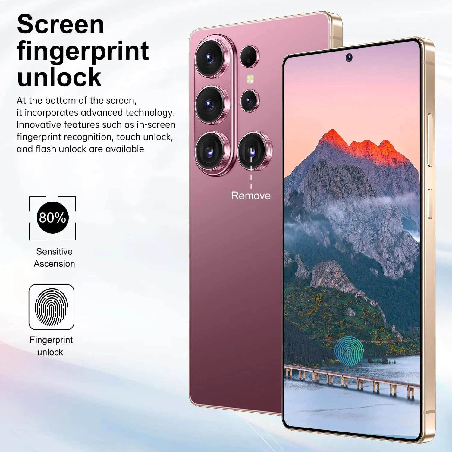 Huness S26 Ultra Unlocked Phone,Built in Pen The Phone,Cell Phone Battery 7000mAh 6.99" HD Screen,Android 15 16+512GB Smartphone,Dual SIM/5G/Face ID/Fingerprint Lock/GPS (Rose Gold)