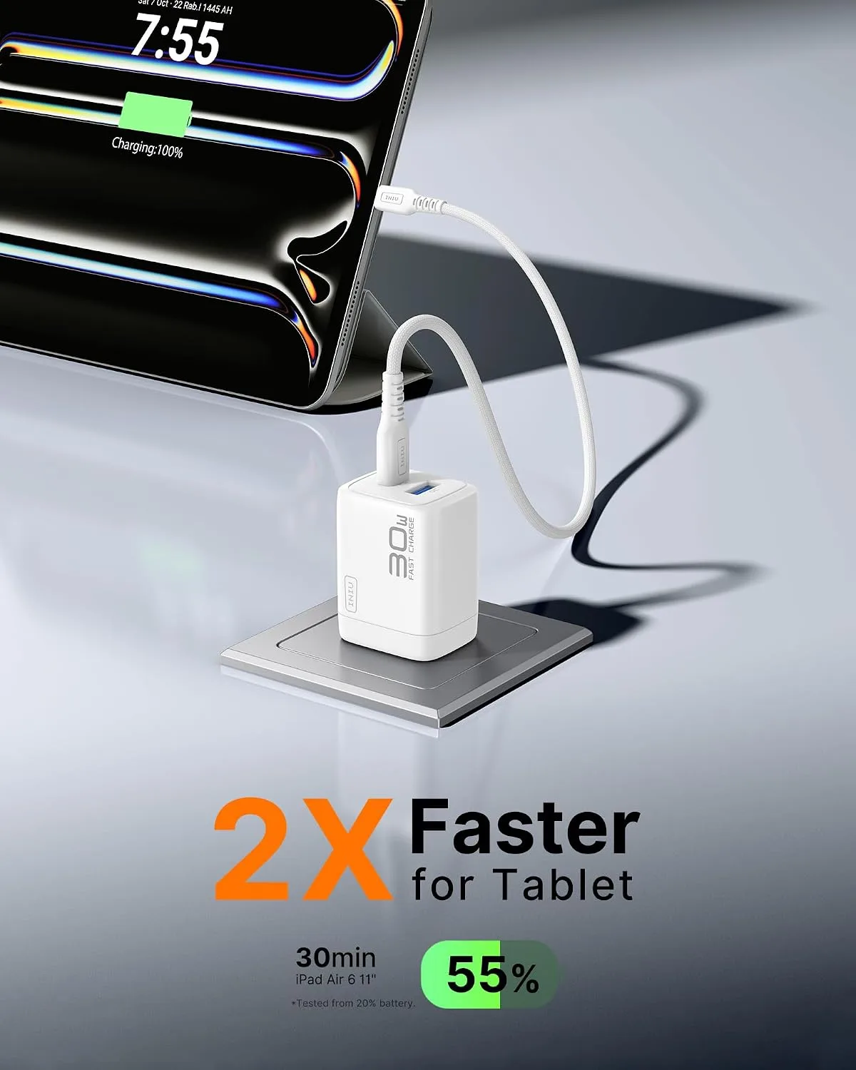 INIU USB C Charger, 30W Type C Fast Charging, 2-Port Adapter Charger Block