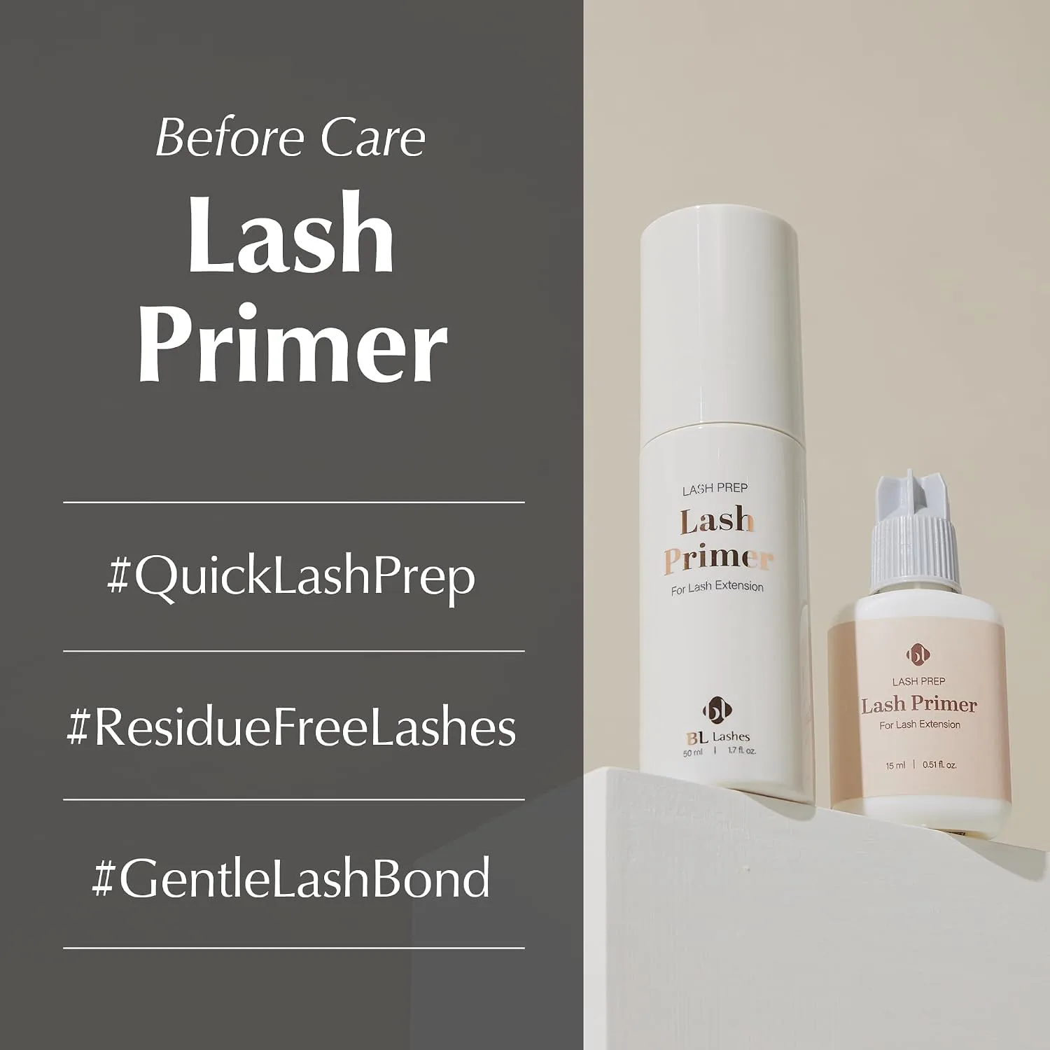 BL Lashes Primer for Lash Extensions | Oil-Free, Strong Bonding Power Retention, Speeds Up Application Time, Professional Use & Gentle on Sensitive Skin (50ml, 1.69 fl.oz)