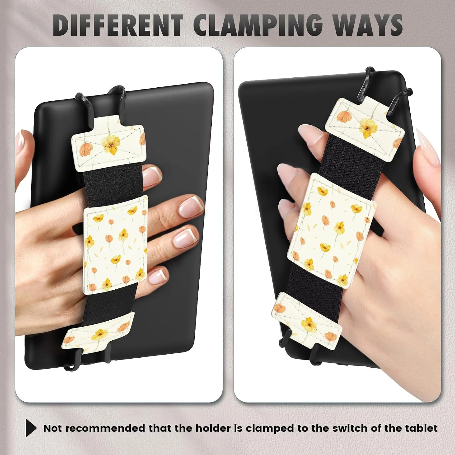 MoKo Soft Hand Strap for 6-8" Kindle eReaders Fire Tablet, Flower on White