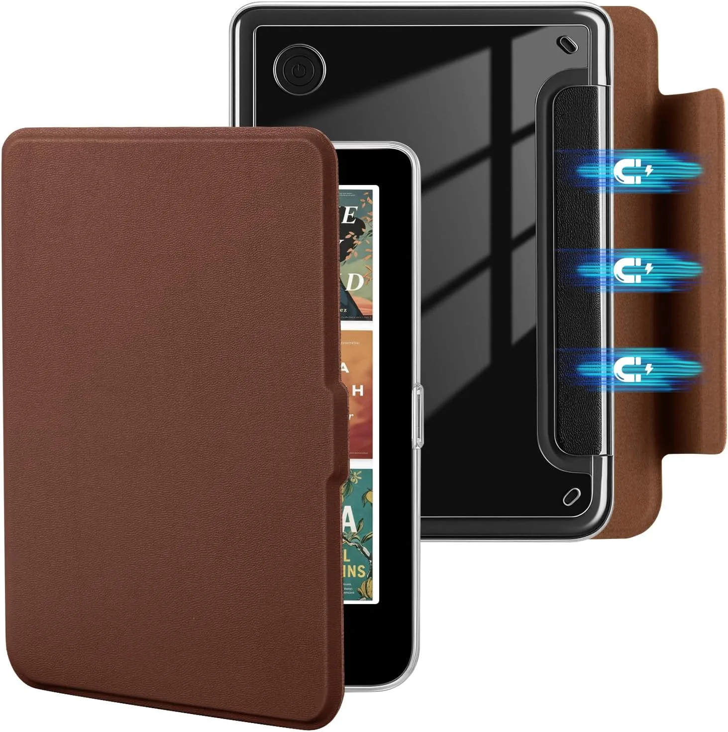 E NET-CASE Detachable Magnetic Case for 6" Kobo Clara Colour (2024) /Clara BW(2024) /2E(2022) eReader,Ultra Clear Back丨Easy to Detach & Attach丨Auto Sleep/Wake (Brown)