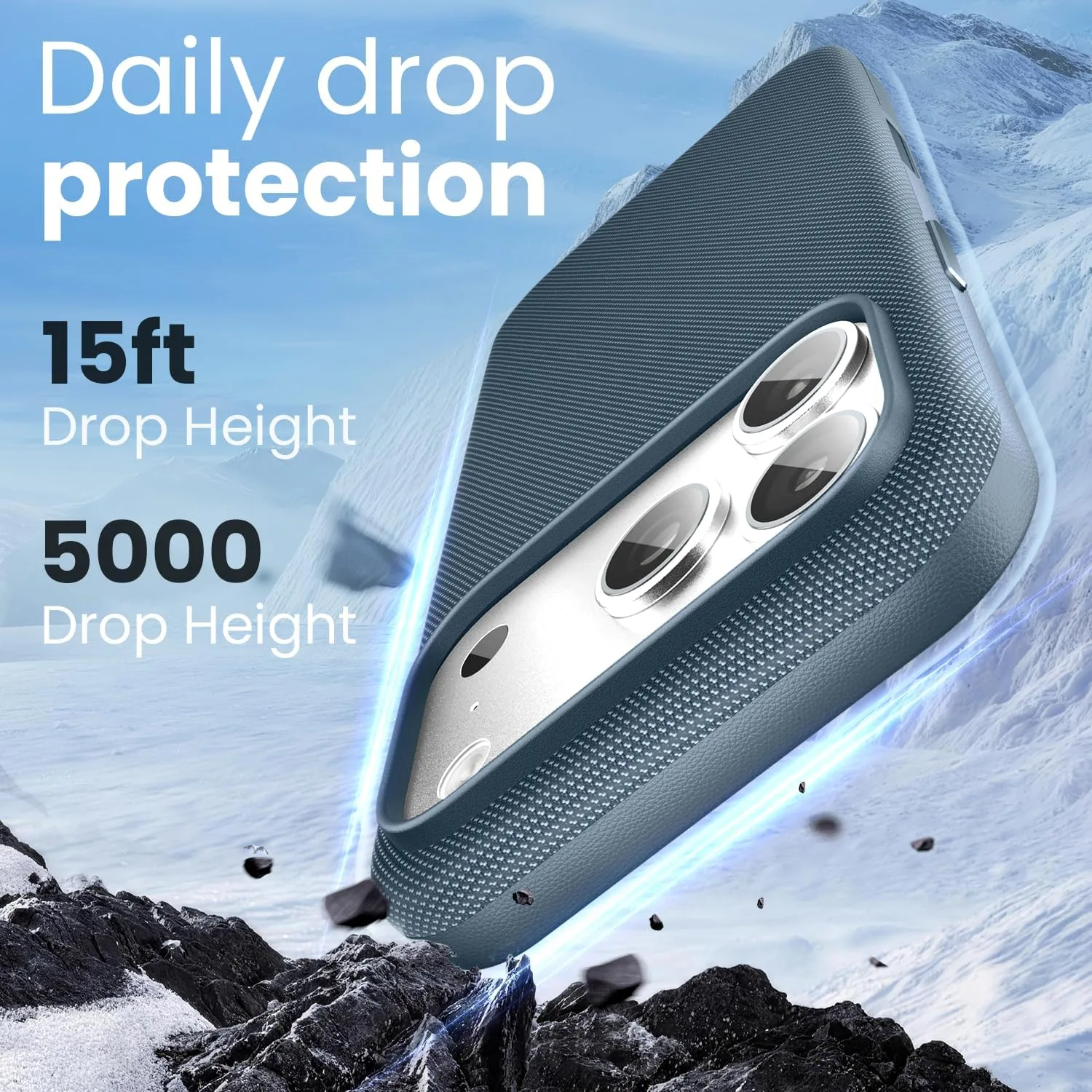 Mkeke for iPhone 17 Pro Max Case Techwoven Blue, [Compatible with MagSafe] [Camera Control Cover] [Premium Tech Woven Fabric] [Drop Protection] Shockproof Skin-Friendly