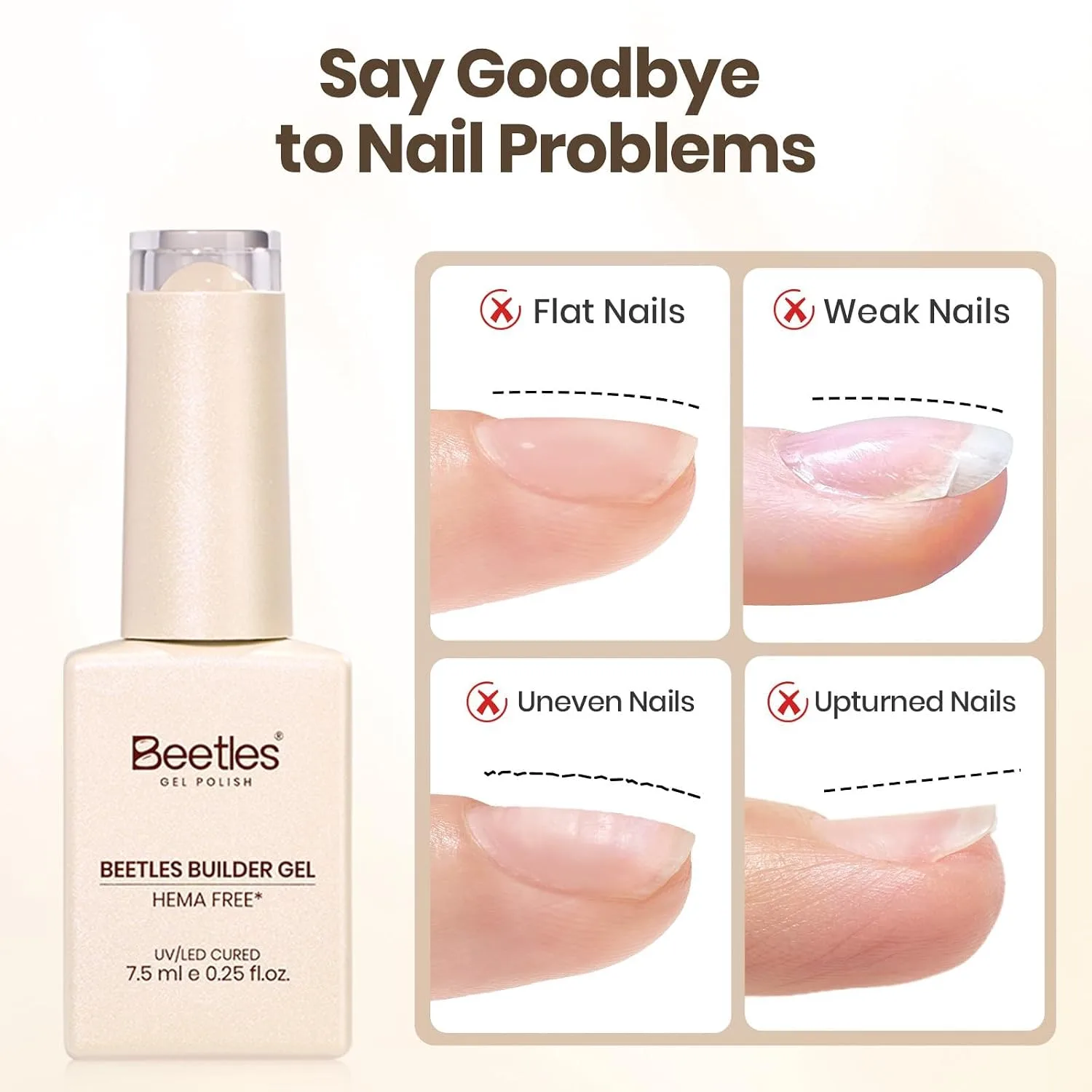 Beetles Builder Gel Nude & Pink, TPO & HEMA-FREE 6 Colors & Nail Brush