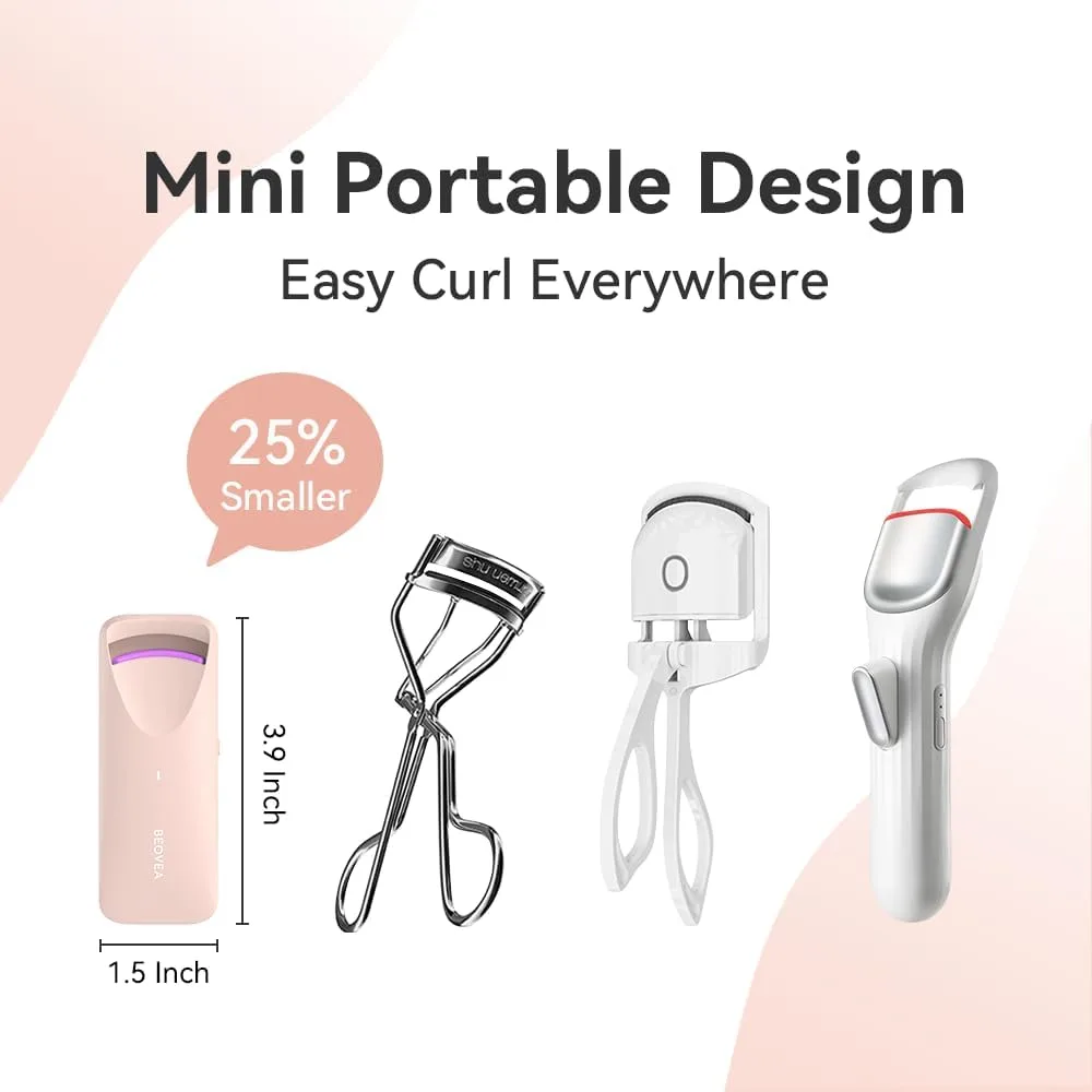 Heated Eyelash Curler - Electric Eyelash Curler with Heat Sensitive Silicone Pad, Type-C Rechargeable Mini Lash Curler, 8s Fast Heating 24hrs Long Lasting Lash Lift to Style Natural Eyelashes