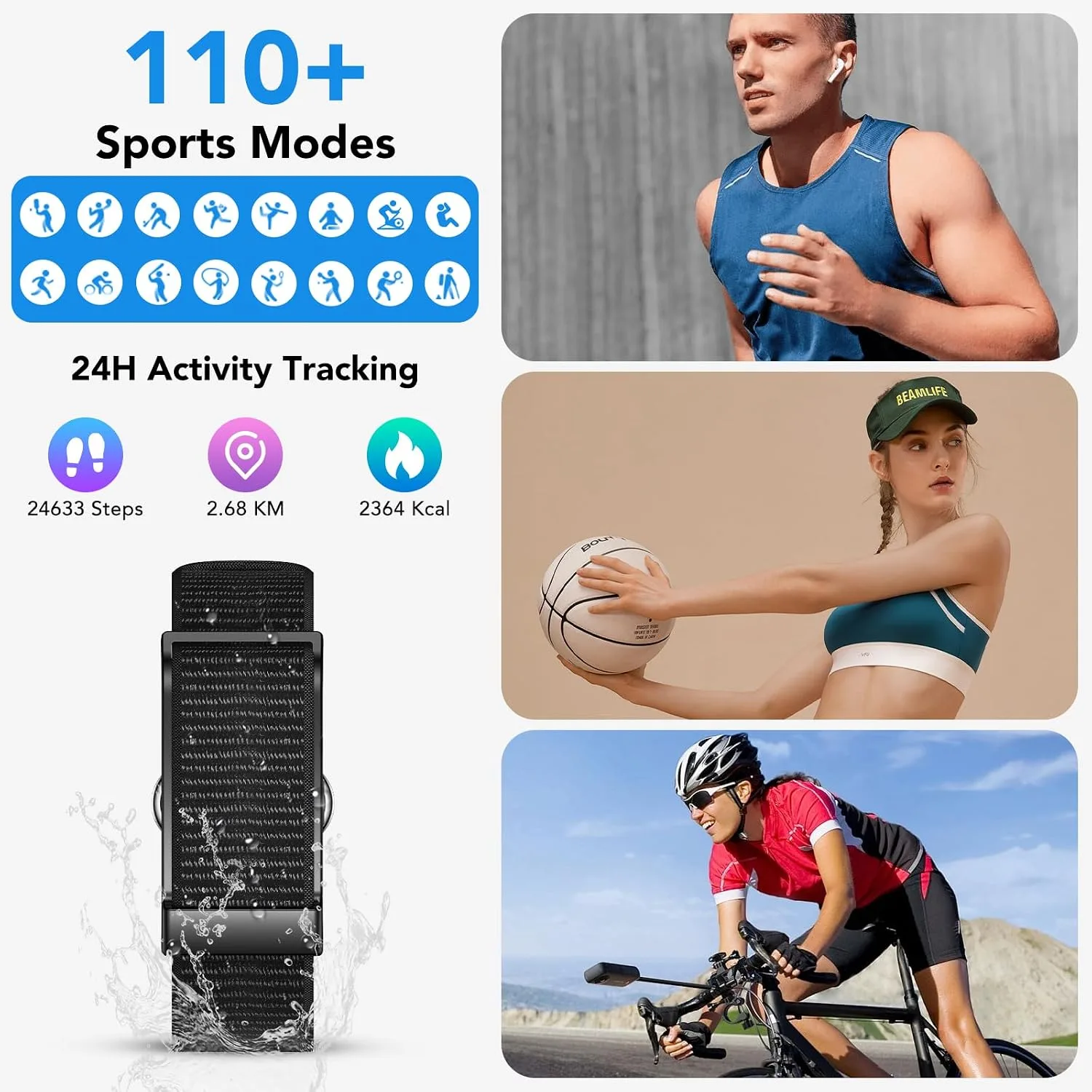 Health Activity Fitness Trackers, 2026 Wearable Smart Bracelet, 120+ Sport Modes Smart Band, All-Day Continuous Heart Rate Blood Pressure Stress HRV Monitor